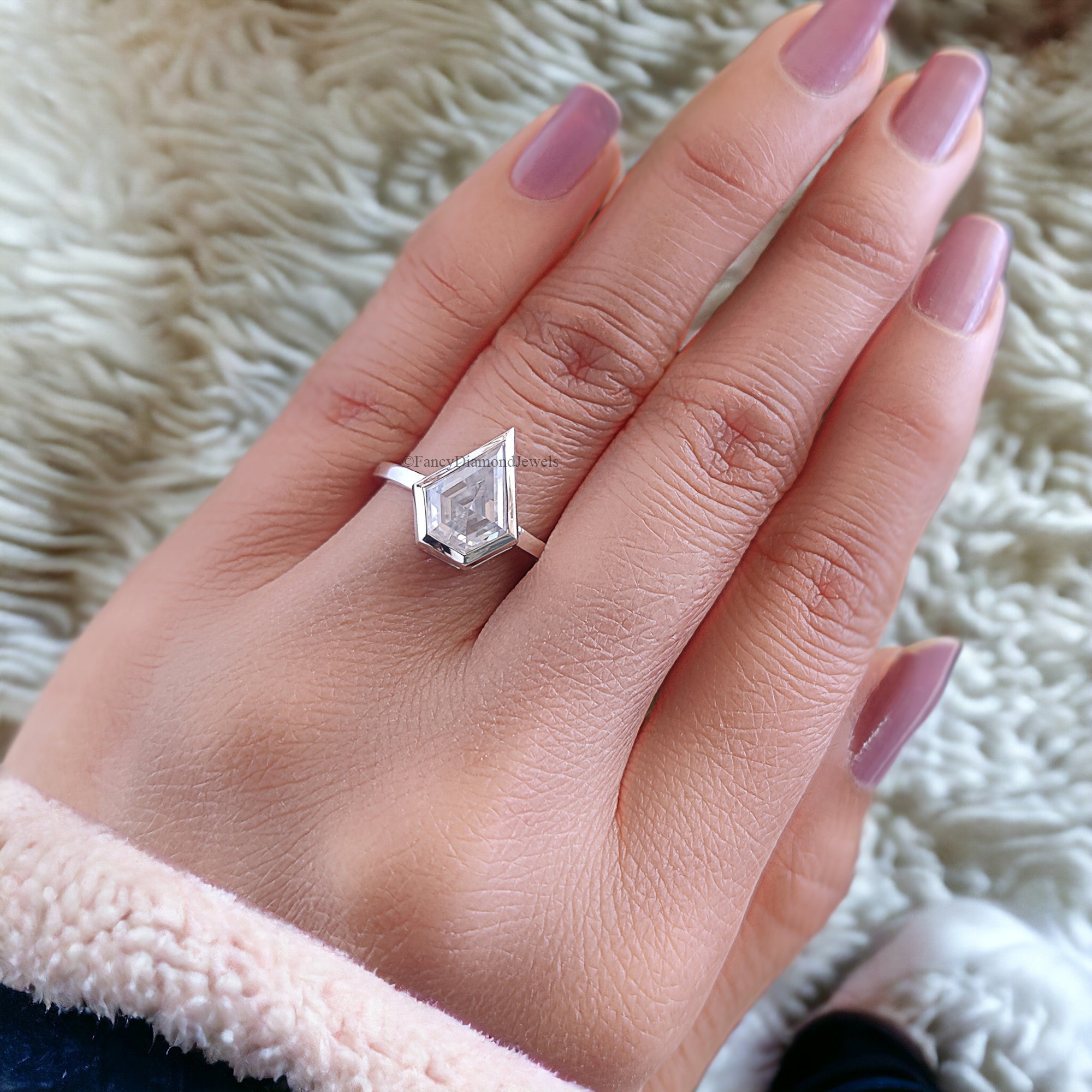 2.30 CT Shield Shape Moissanite Engagement Ring Colorless Moissanite Ring Bezel Set Wedding Ring Unique Moissanite Ring Gift for Her FD47