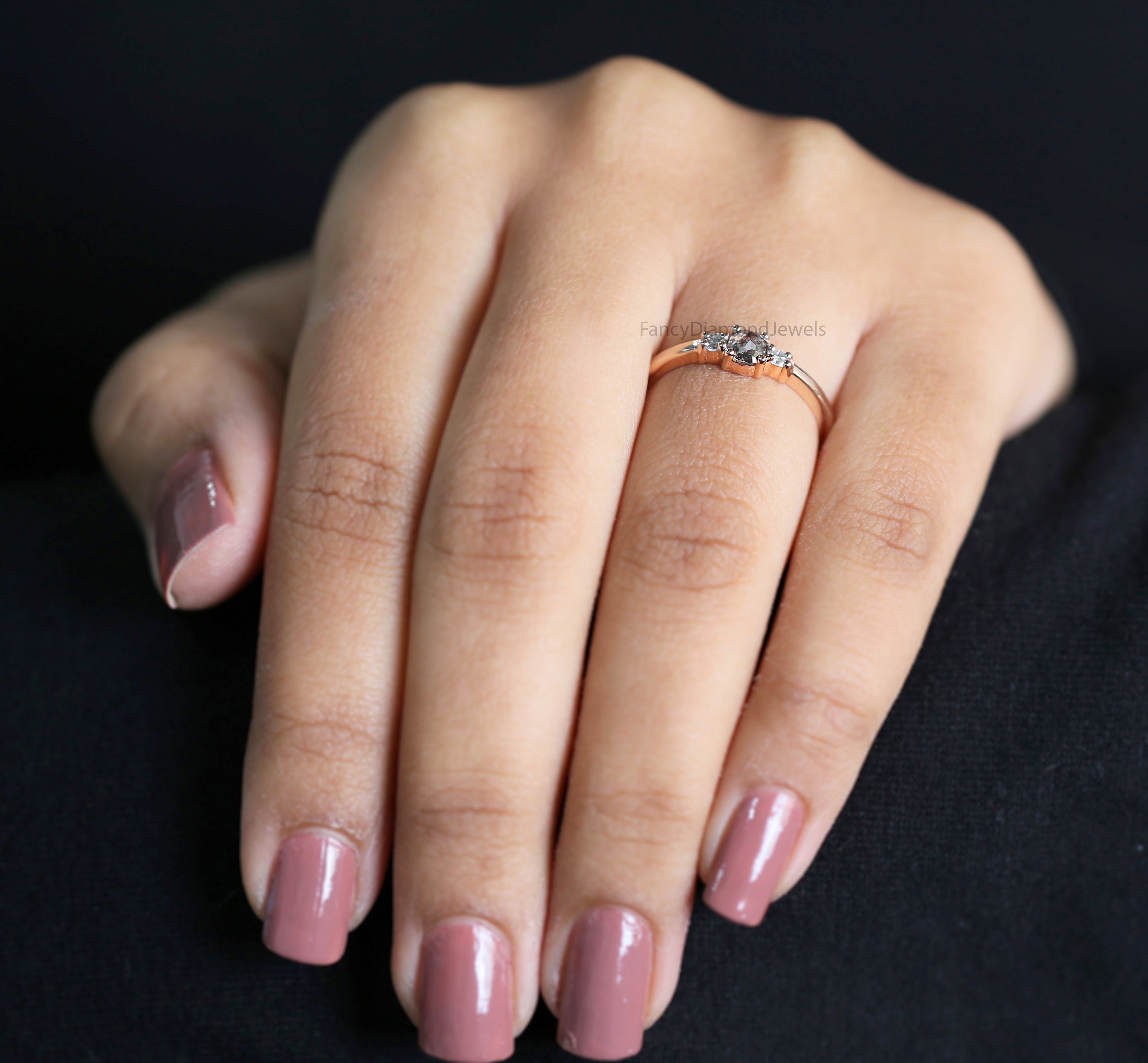 Oval Salt And Pepper Diamond Ring, Salt And Pepper Oval Diamond Engagement Ring, Oval Diamond Ring, Oval Cut Ring, Oval Shape Ring, KD1162