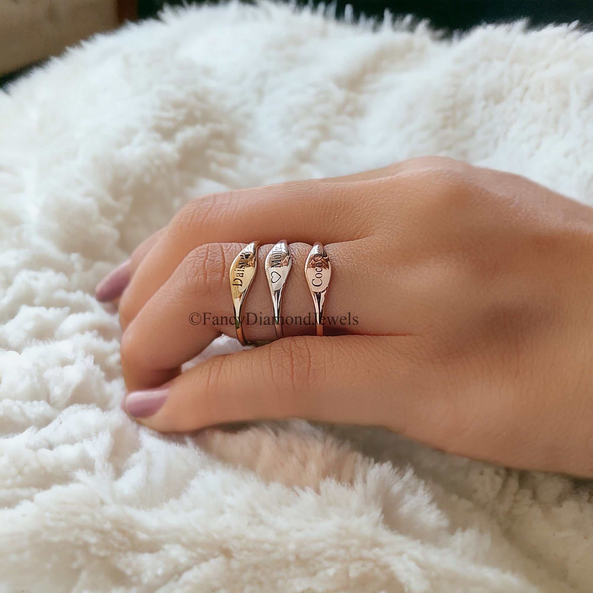 Dainty Name Ring Custom Delicate Stacking Ring Personalized Gift for New Mom Baby Shower Gift Pet Lover Jewelry Matching Wedding Band FD111