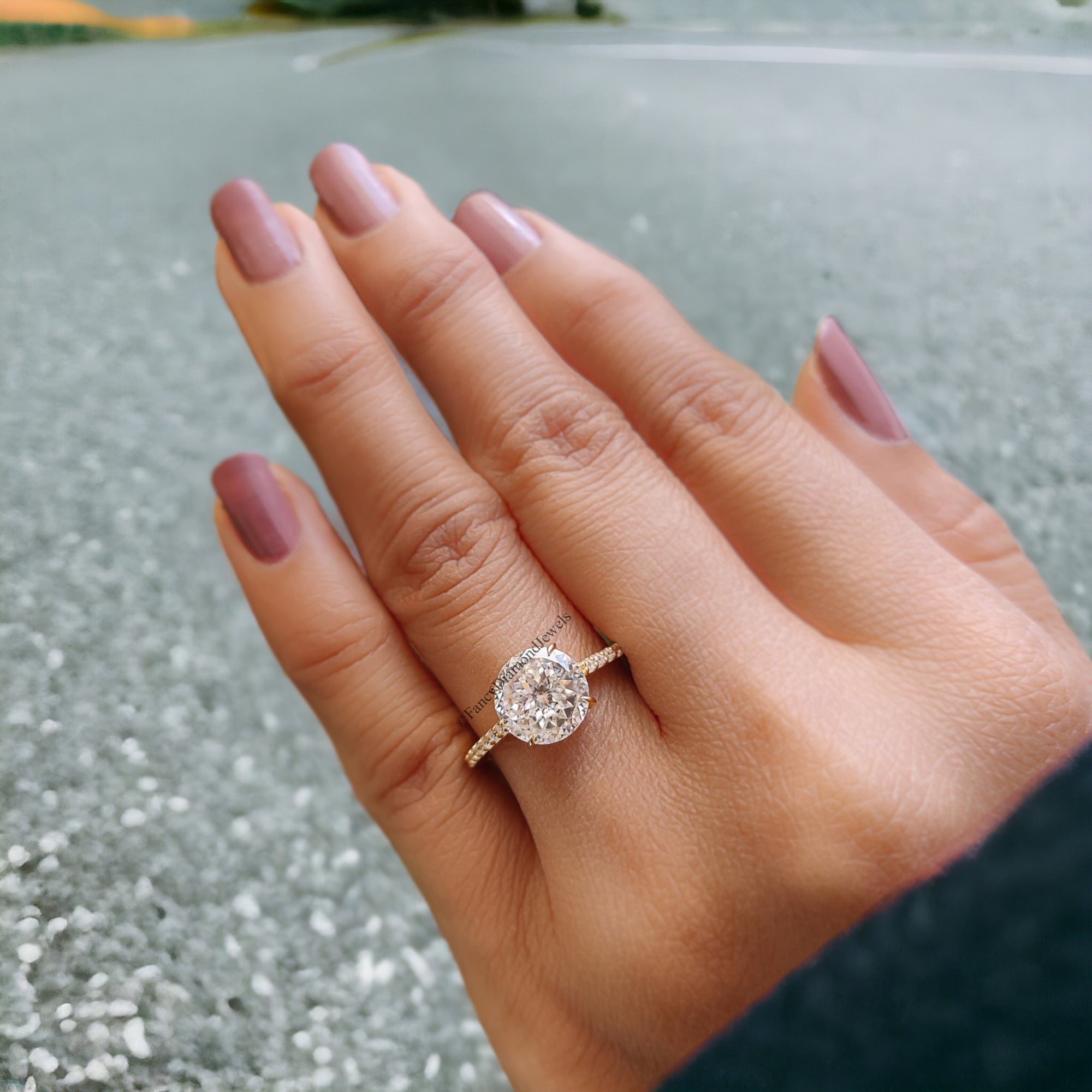 Beautiful Clear 2.15 TW Portuguese Cut Colorless Moissanite Engagement Ring Fiery Moissanite 14K Yellow Gold Wedding Ring Bridal Ring FD69