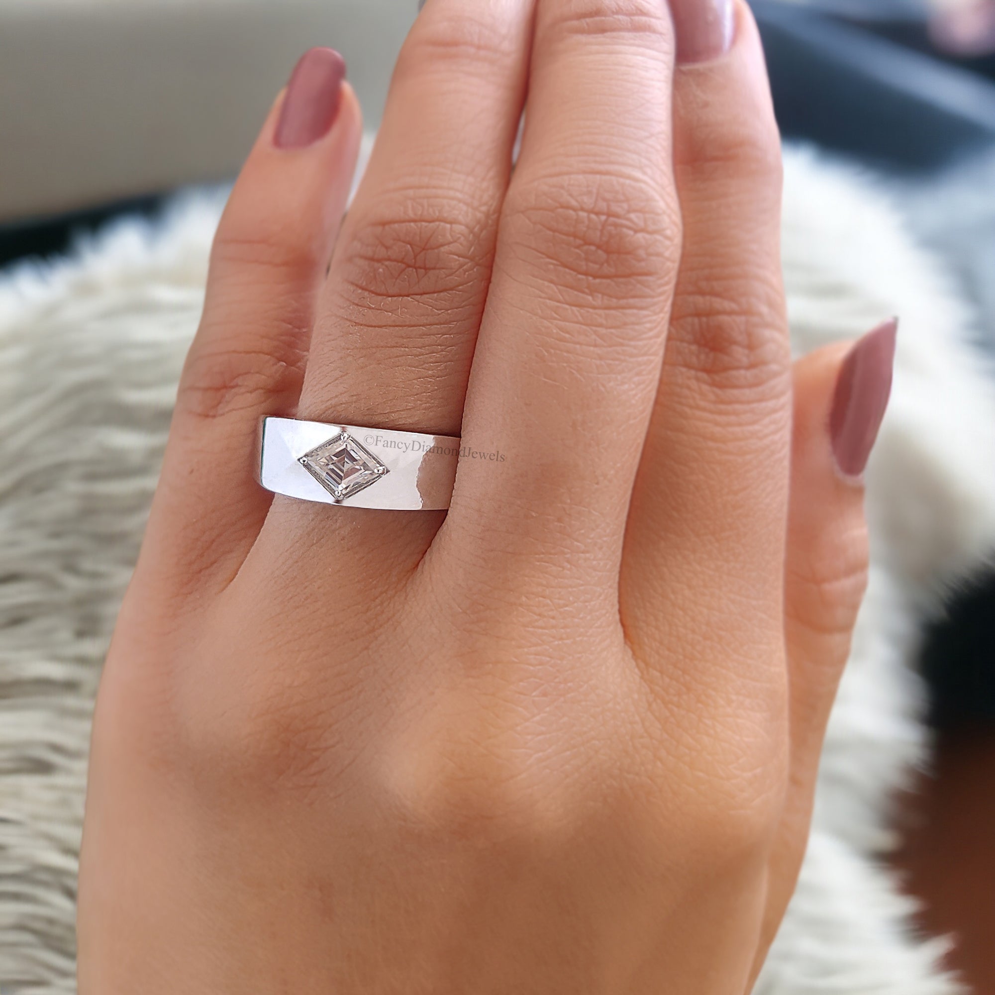 0.50 Kite Shape Moissanite Band Colorless Kite Band Antique Shape Engagement Band Prong Set Wedding Band Anniversary Gift For Her FD118