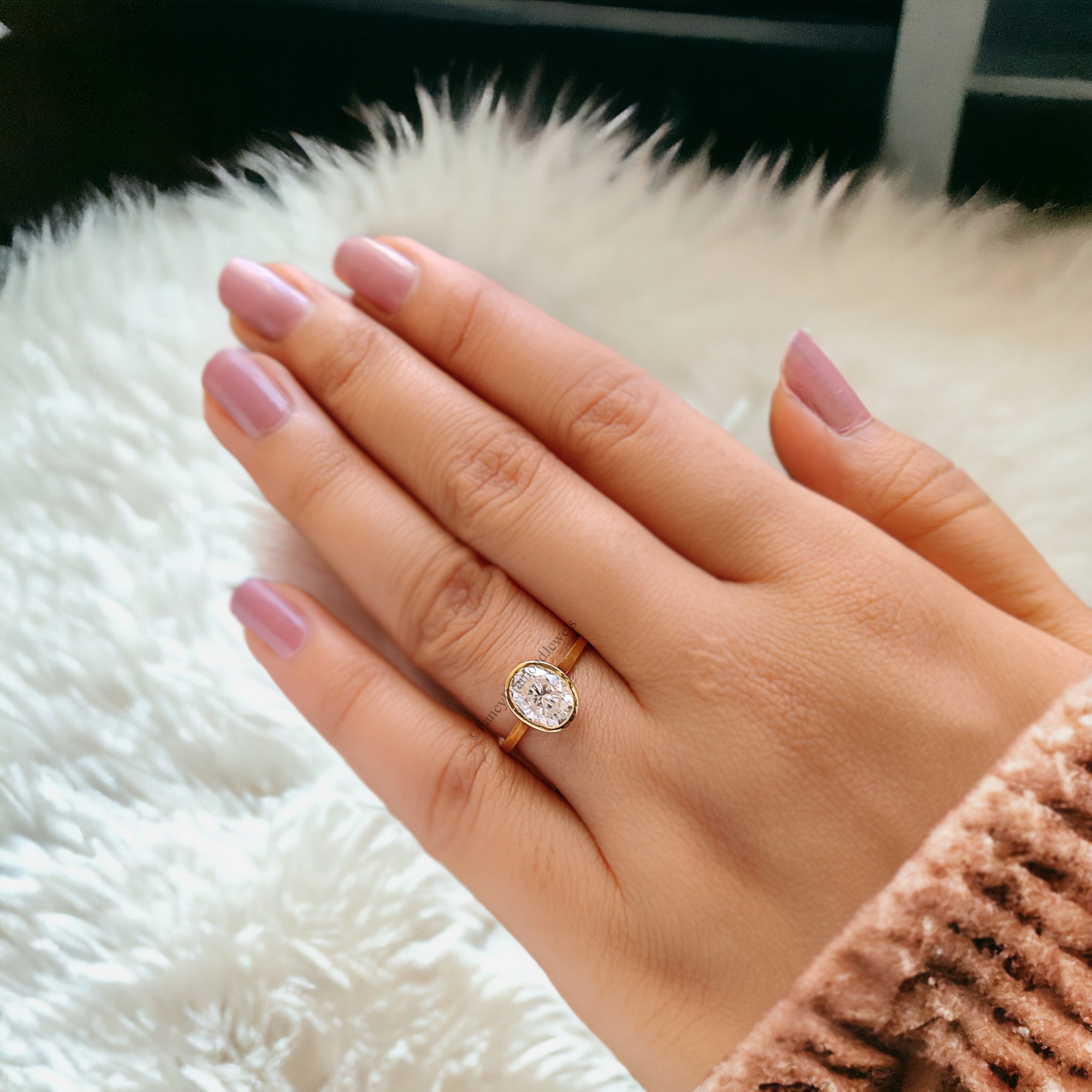 Oval Moissanite Bridesmaid Ring Colorless Moissanite Proposal Ring Bezel Set Anniversary Ring Solitaire Moissanite Engagement Ring FD138