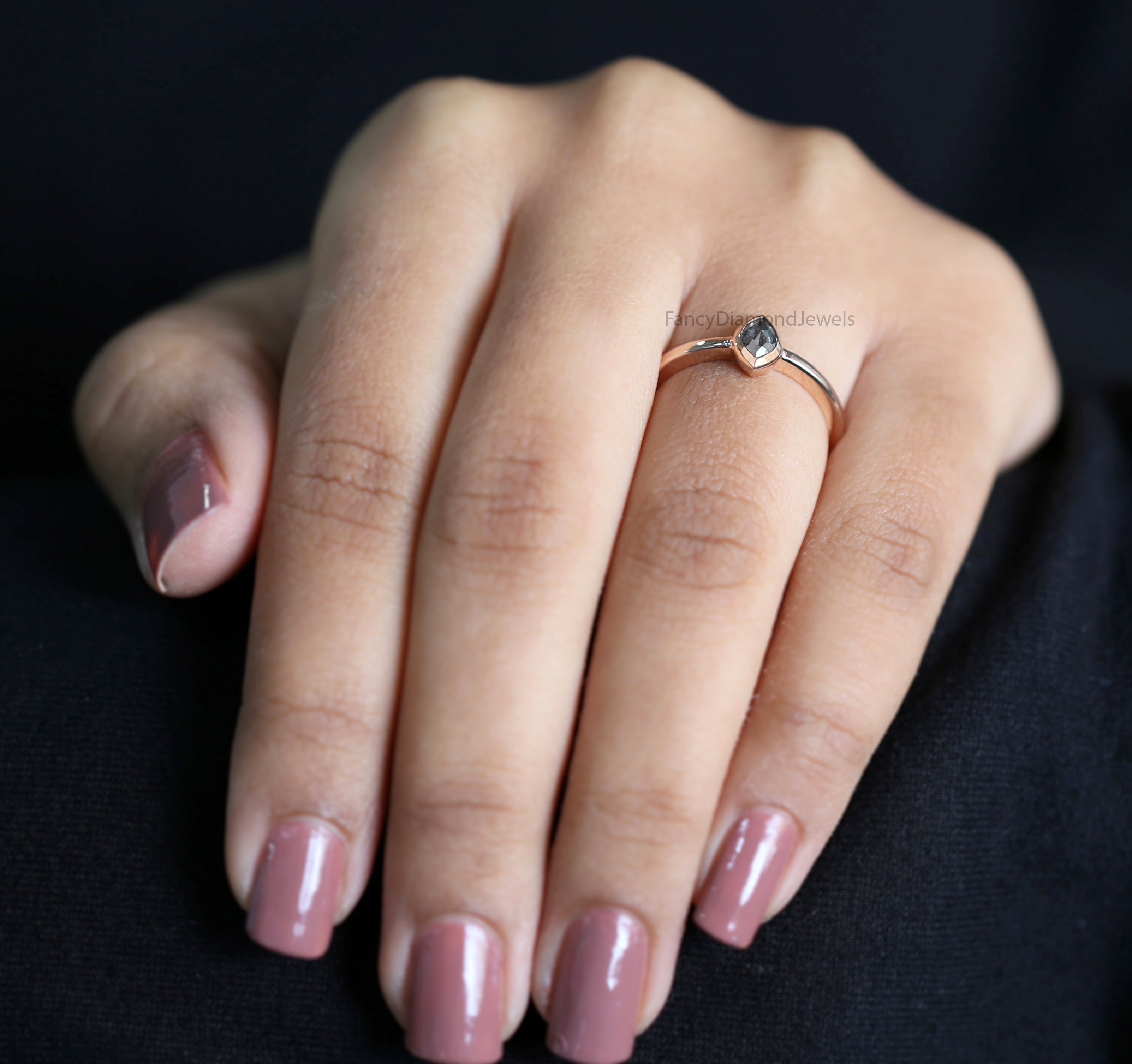 Marquise Salt and pepper Diamond Ring, Salt and pepper Marquise Diamond Engagement Ring, Marquise Diamond Ring, Marquise Shape Ring, KD1159