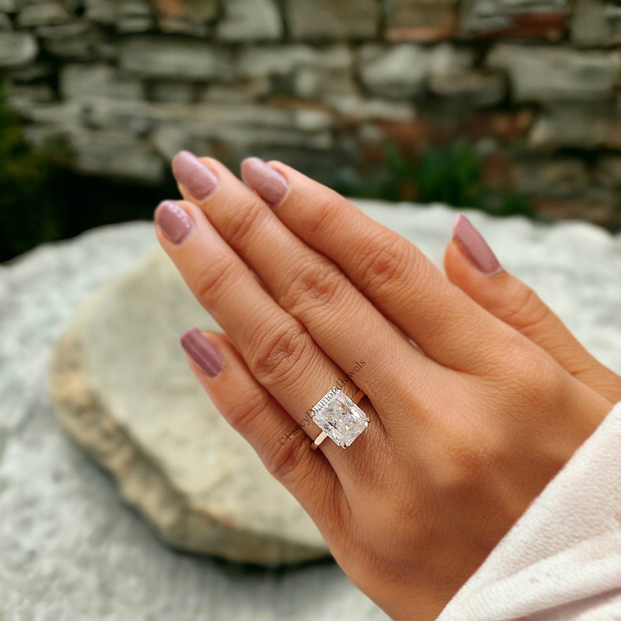 3.70 CT Radiant Cut Moissanite Engagement Ring Solitaire Moissanite Ring Claw Prong Solid Rose Gold Wedding Ring Anniversary Gift FD205