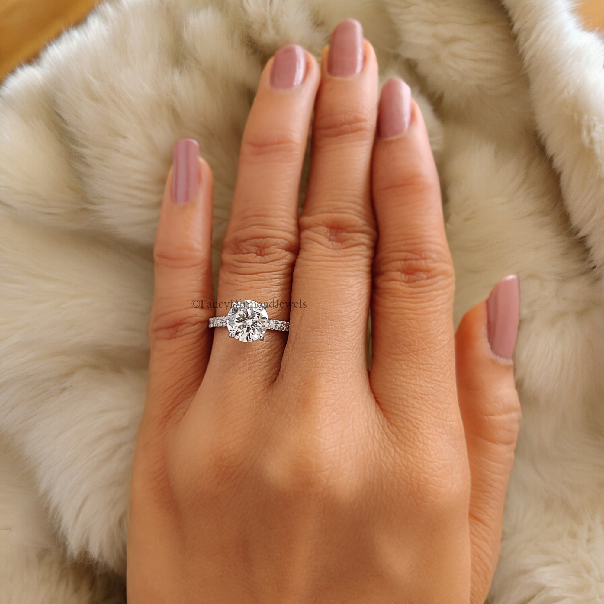 Round Lab Grown Engagement Ring 1.60 CT Round Cut Moissanite Ring Round Prong Wedding Ring For Women Promise Ring Gift For Her Ring FD193