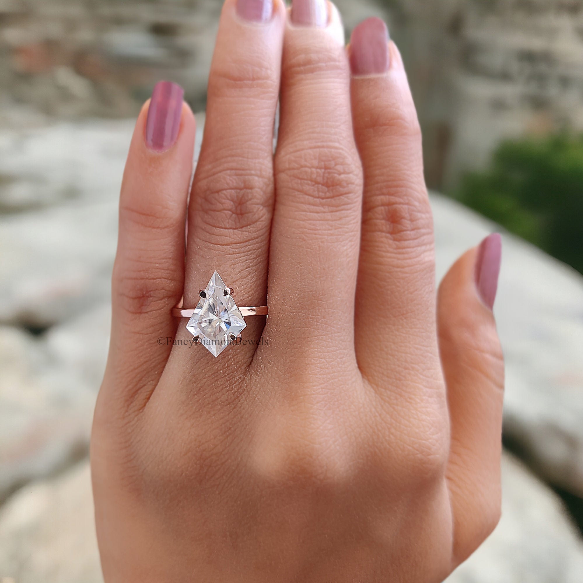 2.35 CT Kite Shape Colorless Moissanite Ring Antique Shape Tab Prong Engagement Ring Prong Set Wedding Ring Anniversary Gift For Her FD158