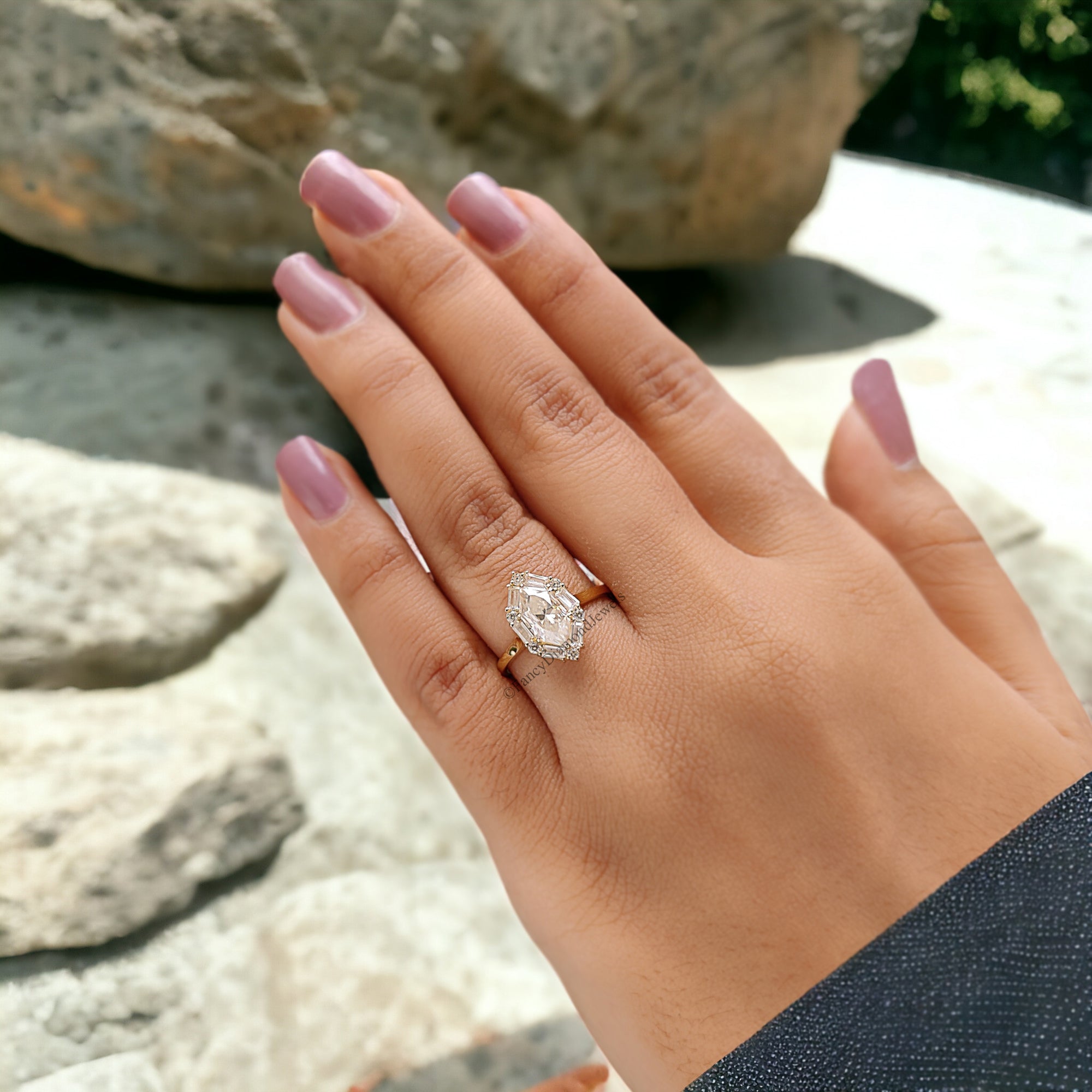 Dutch Marquise Shape Moissanite Diamond Ring With Side Baguette Moissanite Ring Vintage Bridal Engagement Ring Dutch Marquise Ring FD254