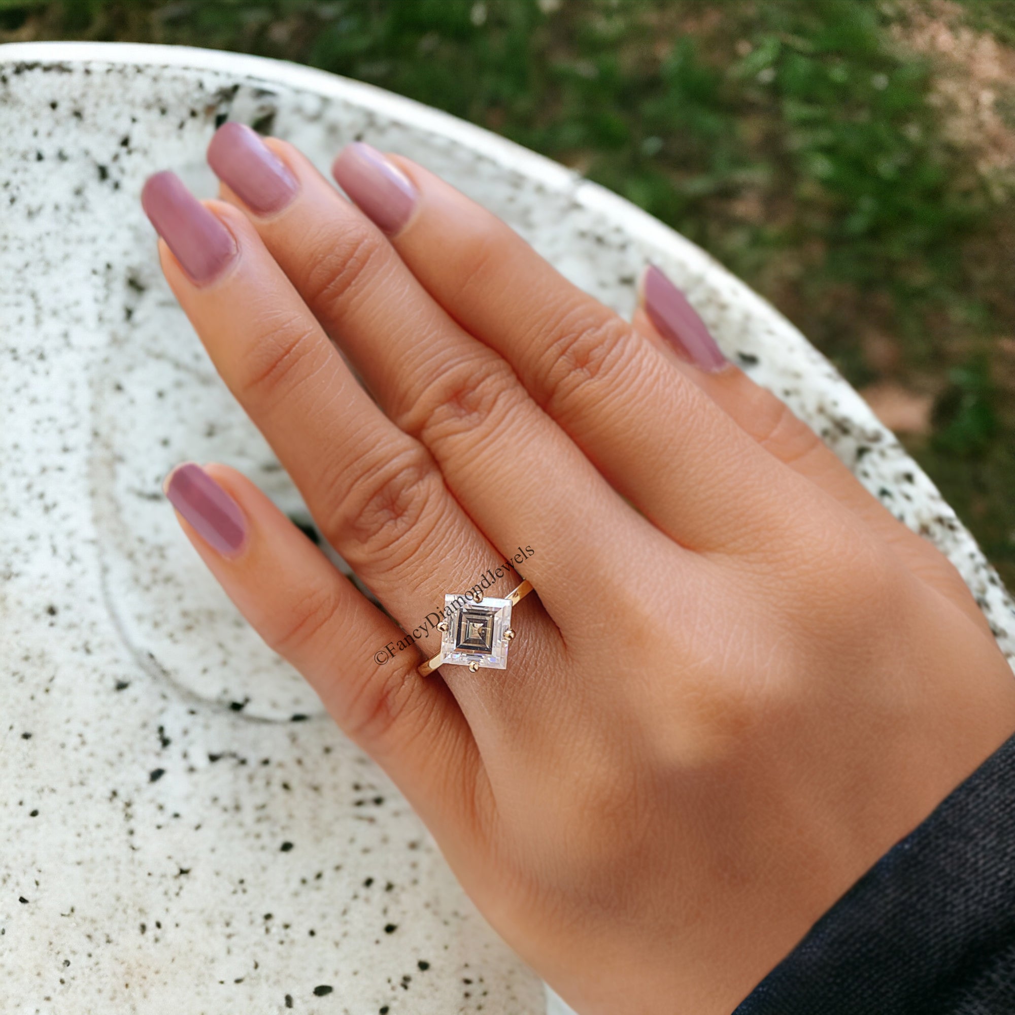 Kite 2.10 CT Lozenge Cut Near Colorless Moissanite Ring Prong Set Solitaire Engagement Ring Unique Wedding Ring Anniversary Gift FD99