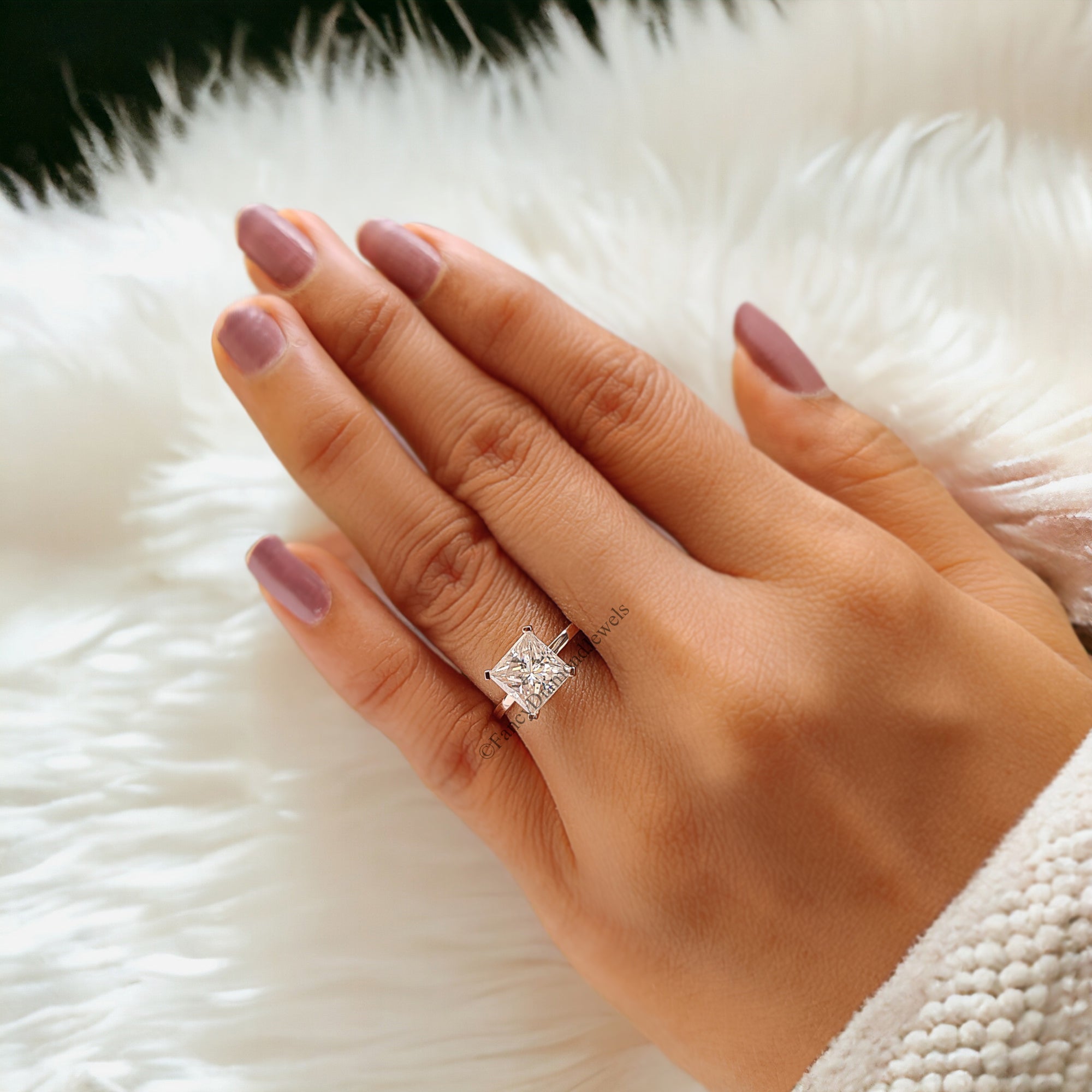 Princess Moissanite Bridesmaid Ring Near Colorless Moissanite Engagement Ring Solitaire Anniversary Ring 14K Solid Gold Proposal Ring FD174