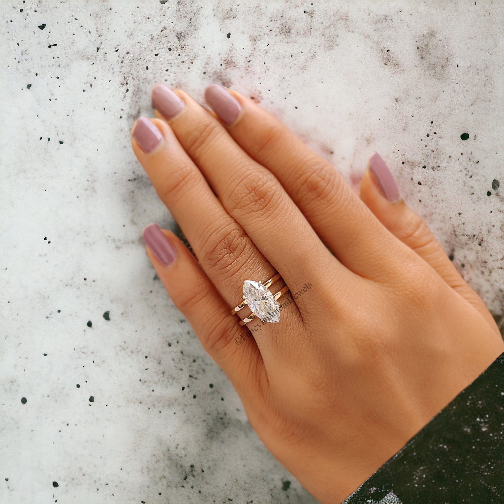 2.15 CT Marquise Cut Colorless Moissanite Dual Shank Engagement Ring Solitaire Ring Wedding Ring Designer Bridal Ring Anniversary Gift FD211