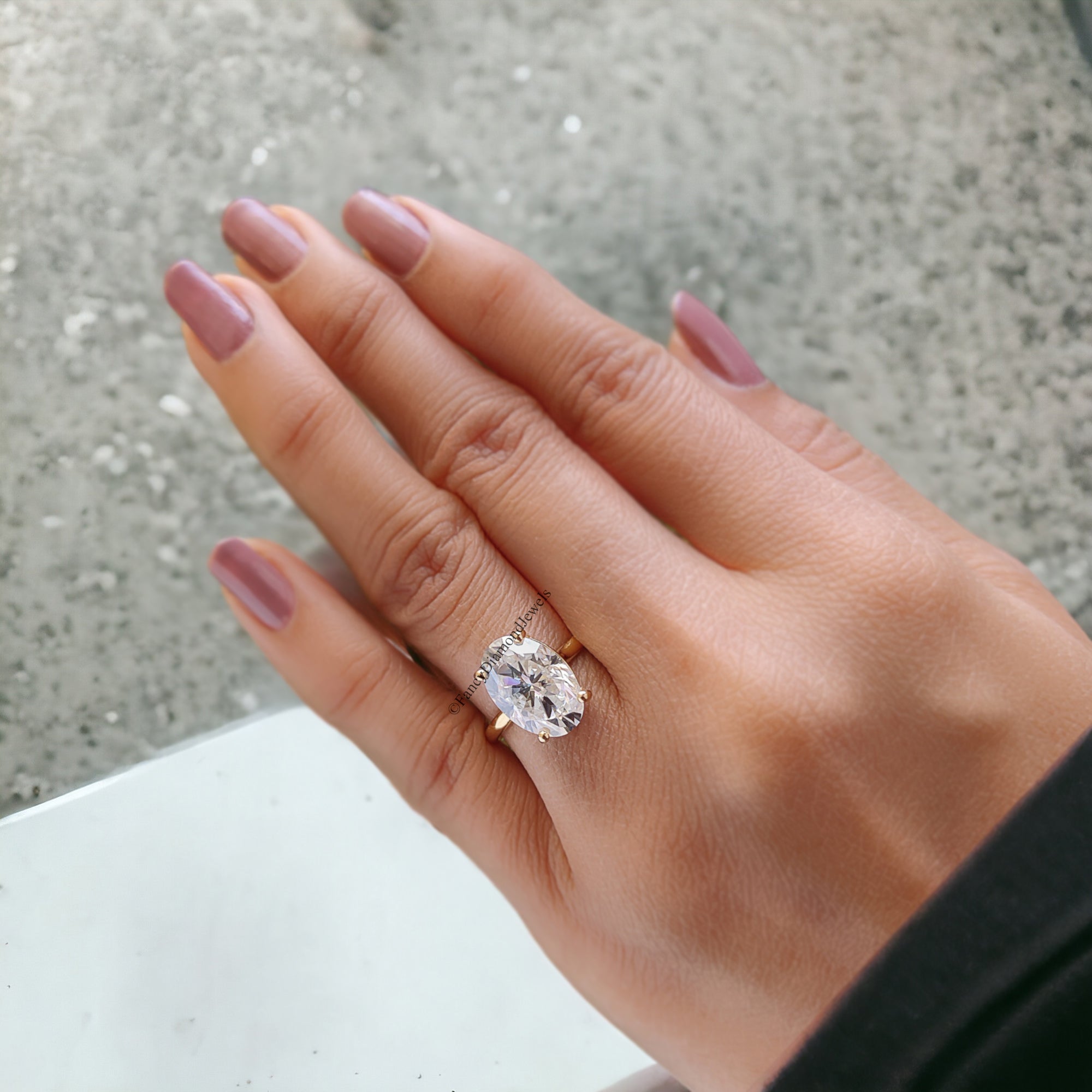 4.15 CT Moval Near Colorless Moissanite Engagement Ring Antique Elongated Oval Moissanite Ring Open Gap Solitaire Wedding Ring for Her FD71