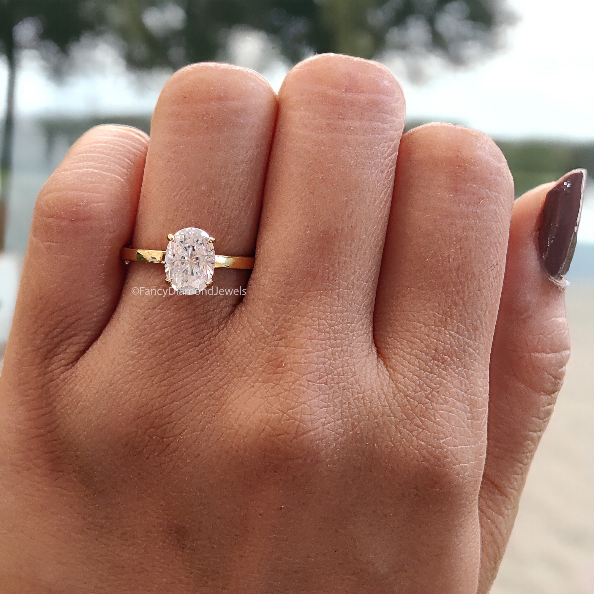 Beautiful Oval Shape Moissanite Ring Yellow Gold 10k/14k/18k 1.50 CT Oval Cut Ring Oval Wedding Engagement Ring Oval Colorless Ring FD15