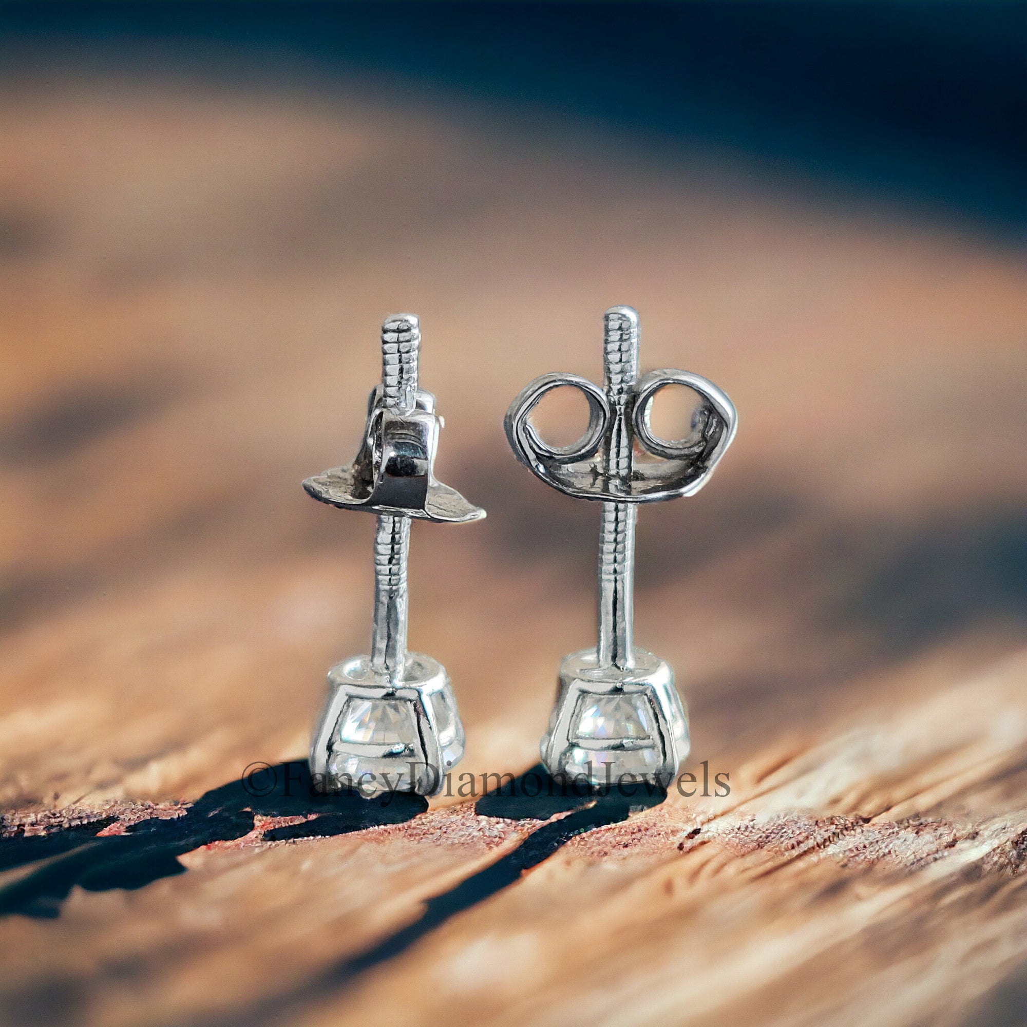 4 MM Round Brilliant Cut Earrings Colorless Moissanite Stud Earrings Screw Back Earrings Wedding Earrings Round Studs Earrings for Her FD18