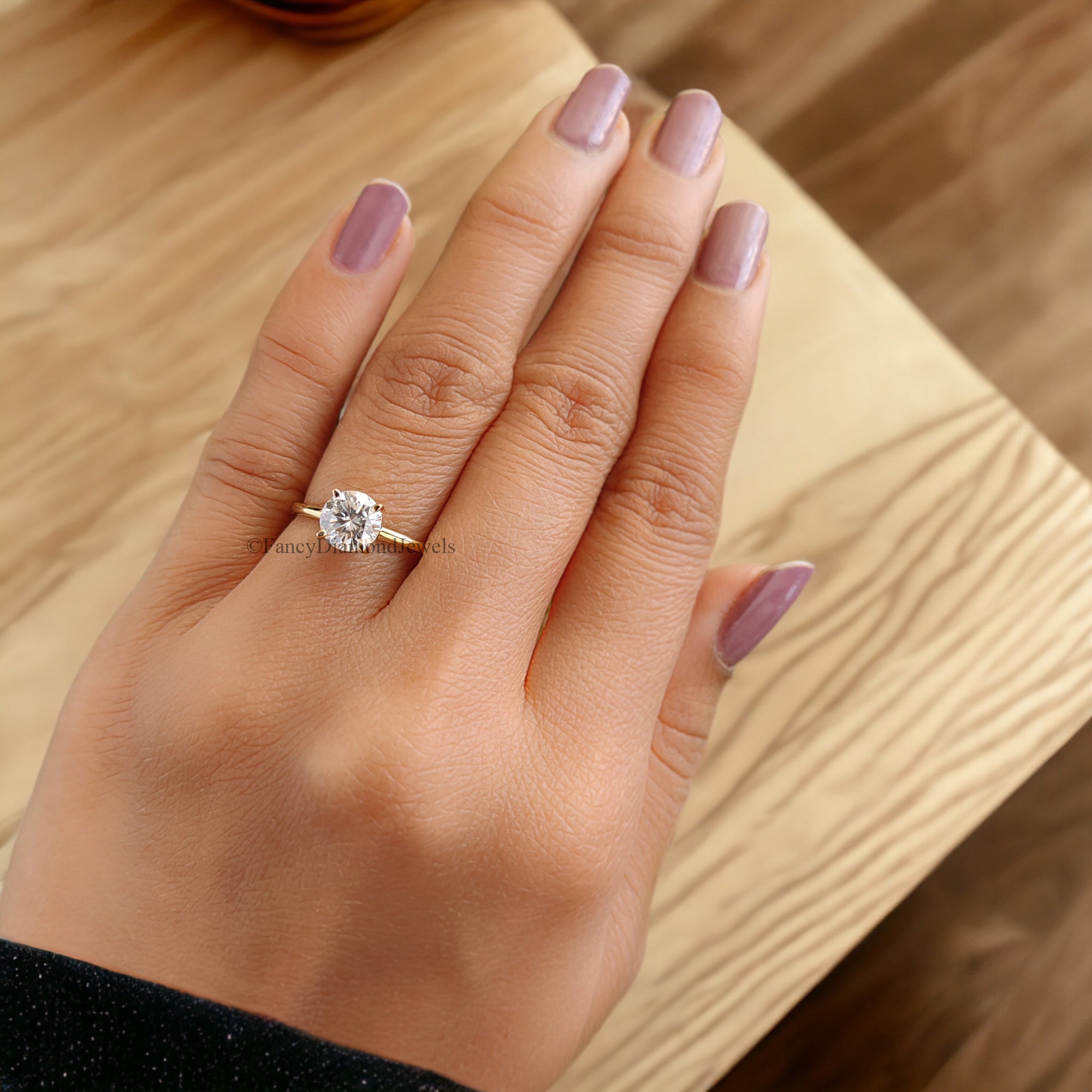 Round Moissanite Ring 925 Sterling Silver Moissanite Ring Wedding Engagement Ring Solitaire Moissanite Ring Moissanite Solid Gold Ring FD81