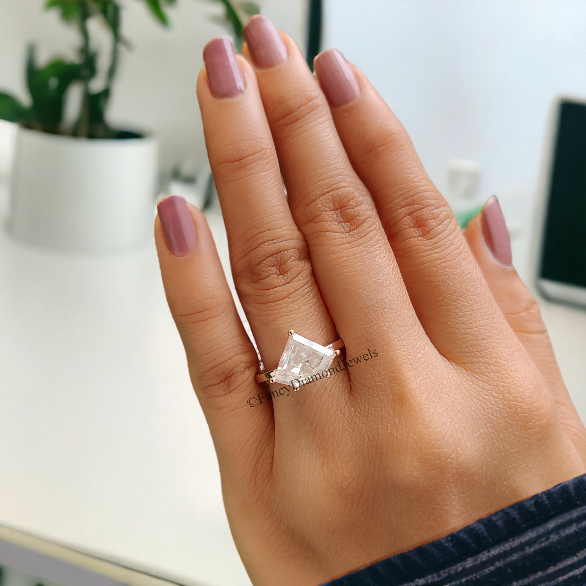 2.50 CT Shield Shape Moissanite Engagement Ring Colorless Moissanite Ring Prong Set Wedding Ring Unique Moissanite Ring Gift for Her FD75