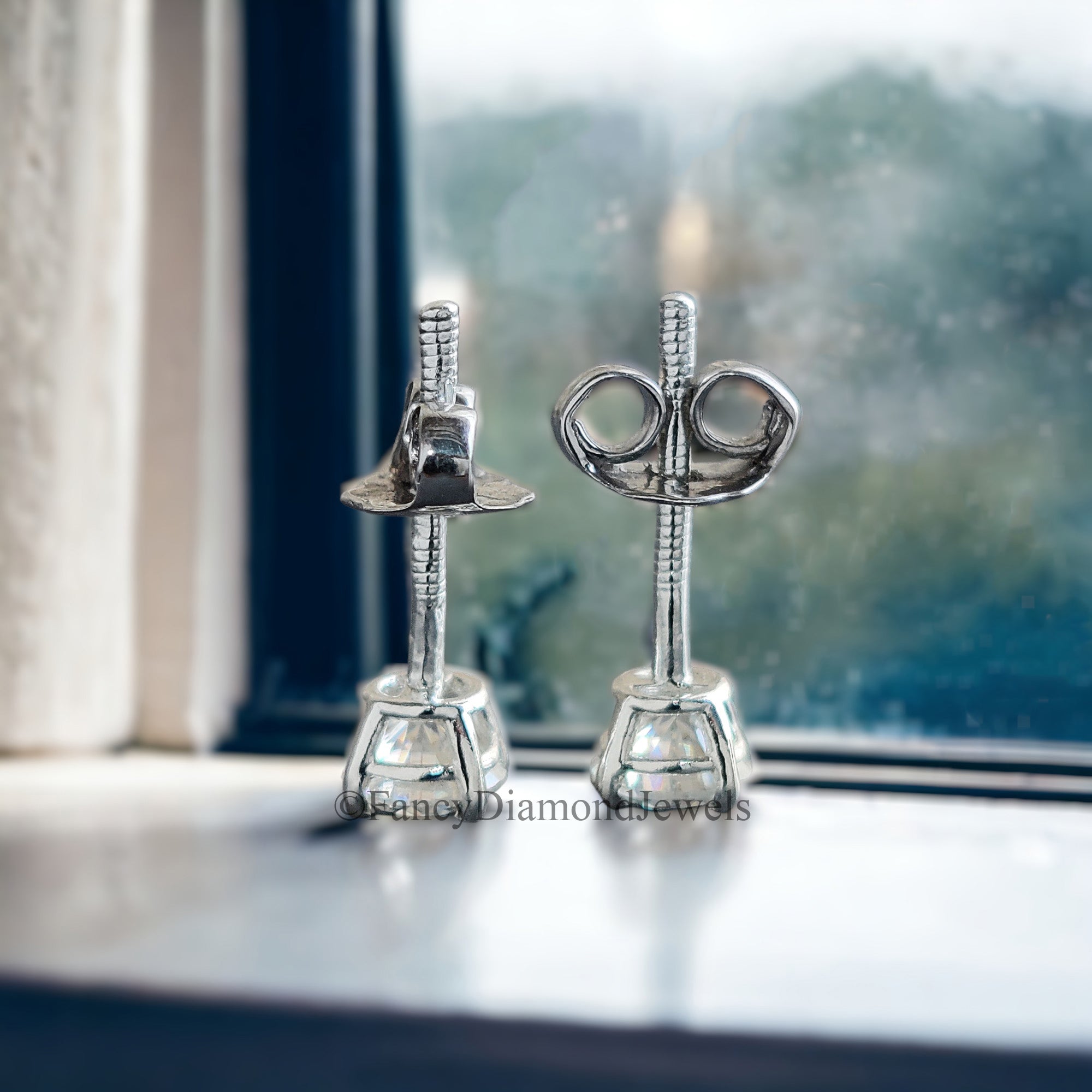 6 MM Round Brilliant Cut Earrings Colorless Moissanite Stud Earrings Screw Back Earrings Wedding Earrings Round Studs Earrings for Her FD24