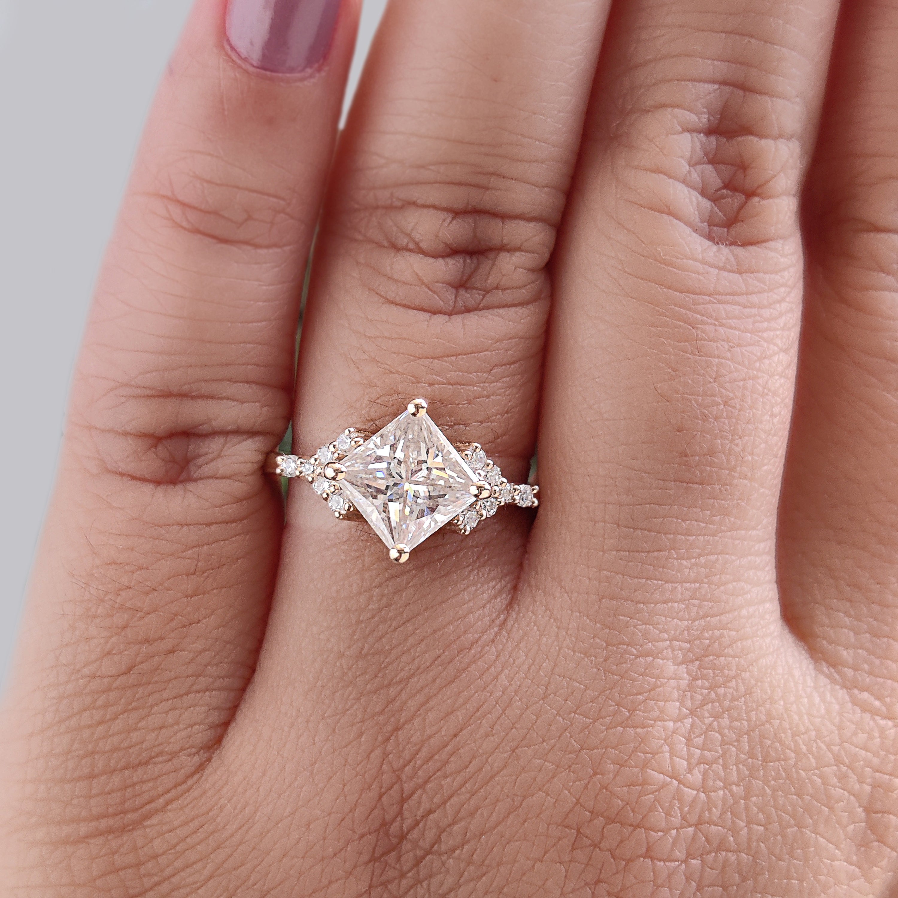 1.70 CT Princess Cut Lab Grown Diamond Engagement Ring Princess Diamond With Prong Setting Ring Wedding Ring Princess Ring for Her FD468