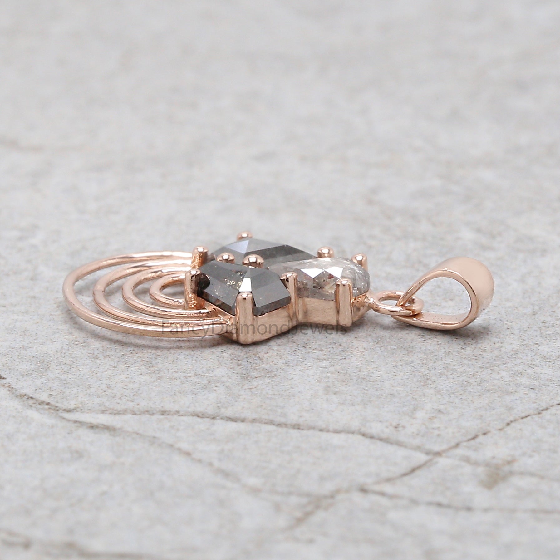 Mix Shape Salt And Pepper Diamond Pendant, Unique Pendant, Salt And Pepper Diamond anniversary Gift Pendant, Mix Shape Pendant, KDL713