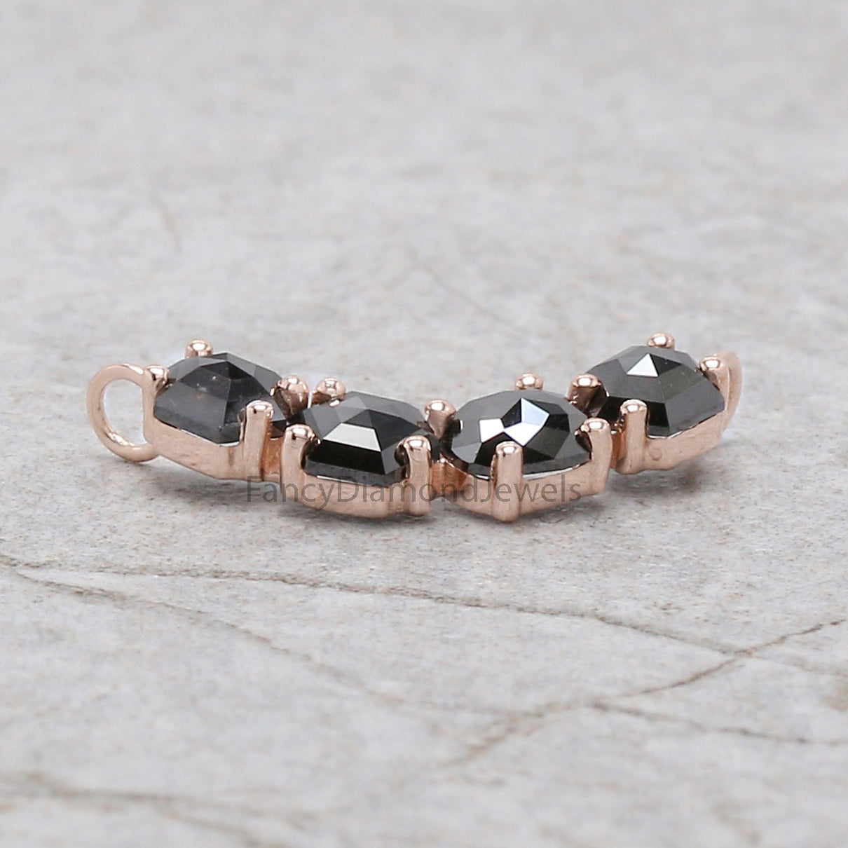 Mix Shape Black Color Diamond Pendant 1.02 Ct 4.67 MM Mix Shape Cut Diamond Pendant 14K Solid Rose Gold Silver Engagement Pendant QL2688