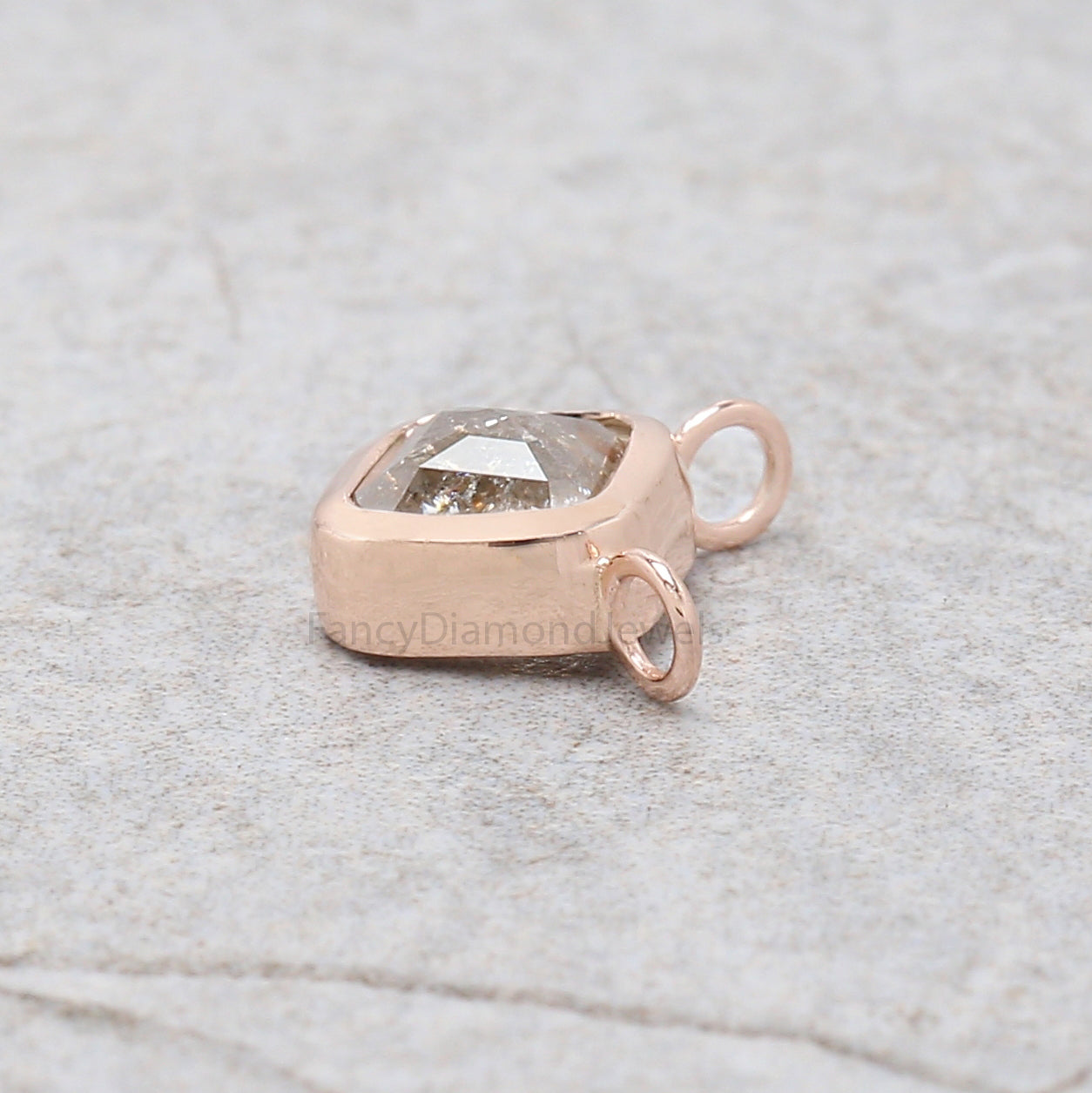 Cushion Grey Color Diamond Pendant, Unique Diamond Pendant, Grey Diamond Pendant, Cushion Cut Pendant, Dangling Diamond Pendant, KDN8725