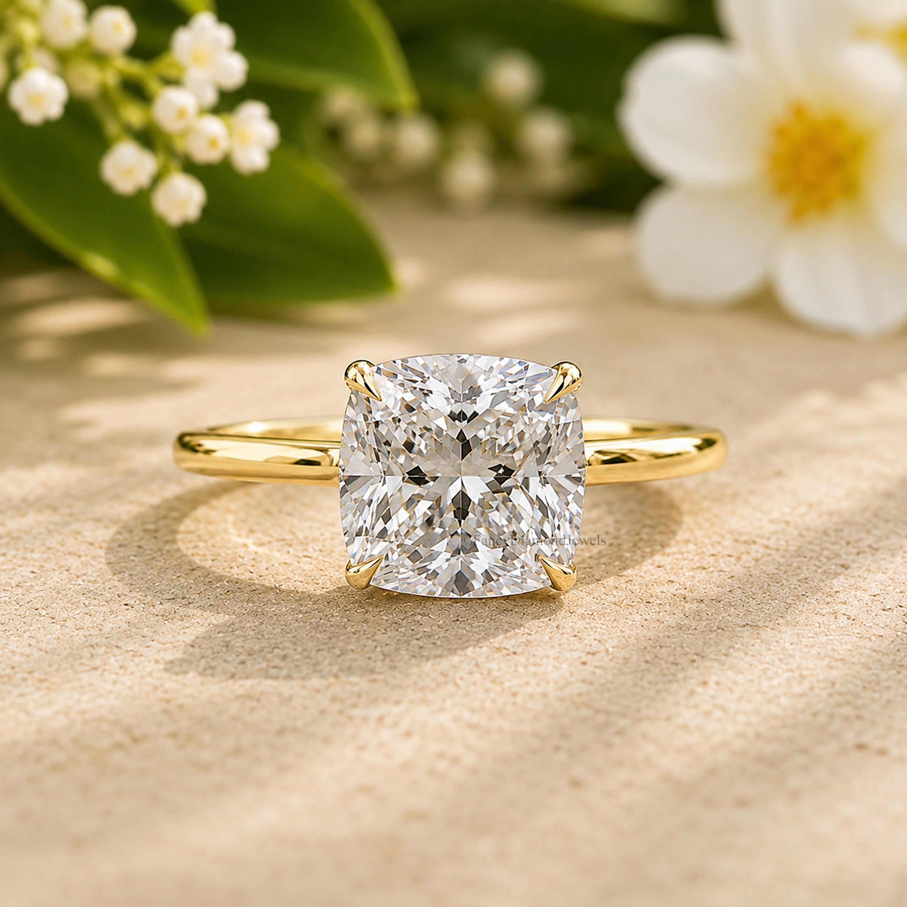 Cushion Cut Engagement Ring Lab Created Simulant Solitaire 925 Silver Diamond Simulant Travel Promise Moissanite Style Wedding Gift FD198