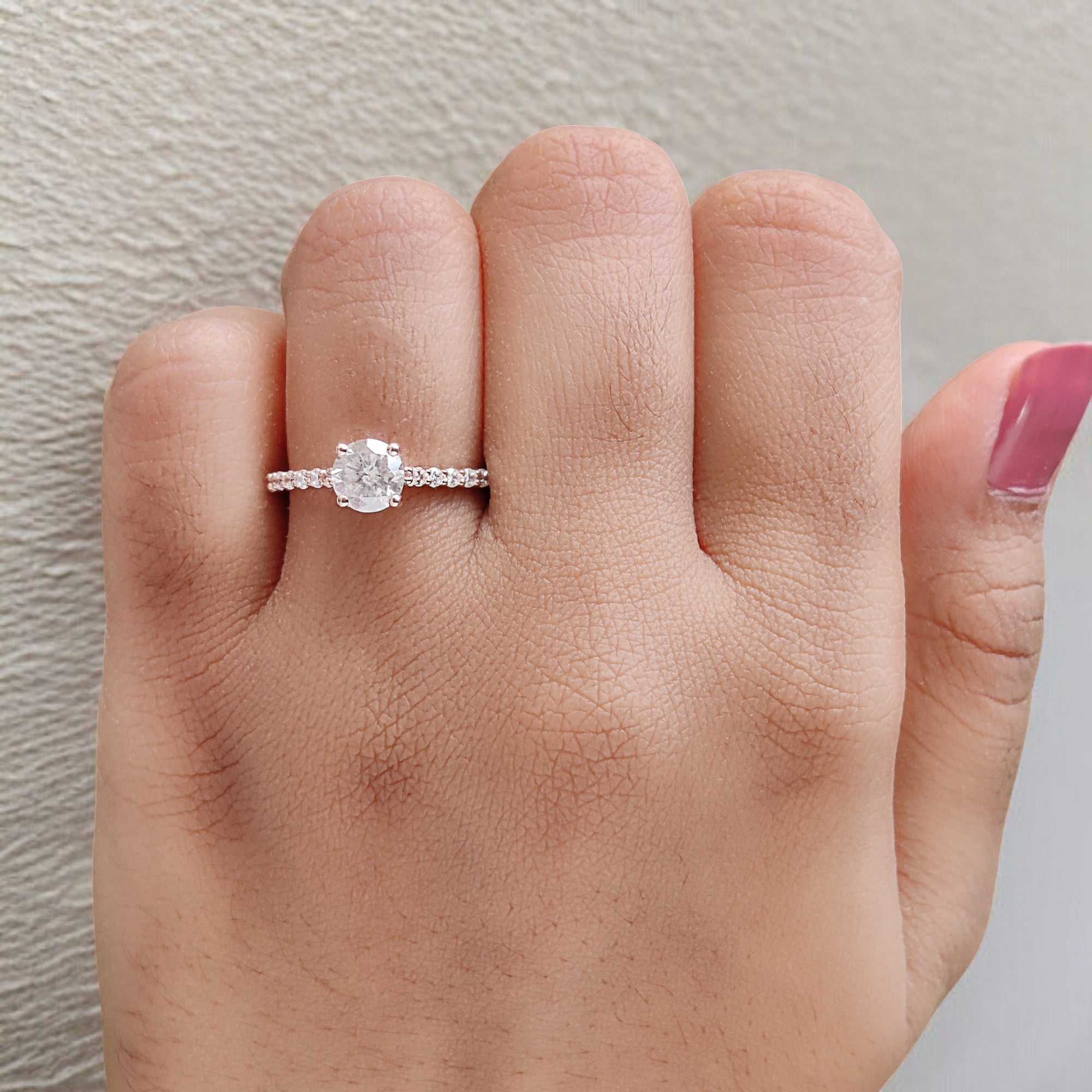 IGI Certified Round Salt And Pepper Diamond Ring 0.73 Ct 5.70 MM Round Diamond Ring 14K Solid Rose Gold Silver Engagement Ring Gift For Her QL2144