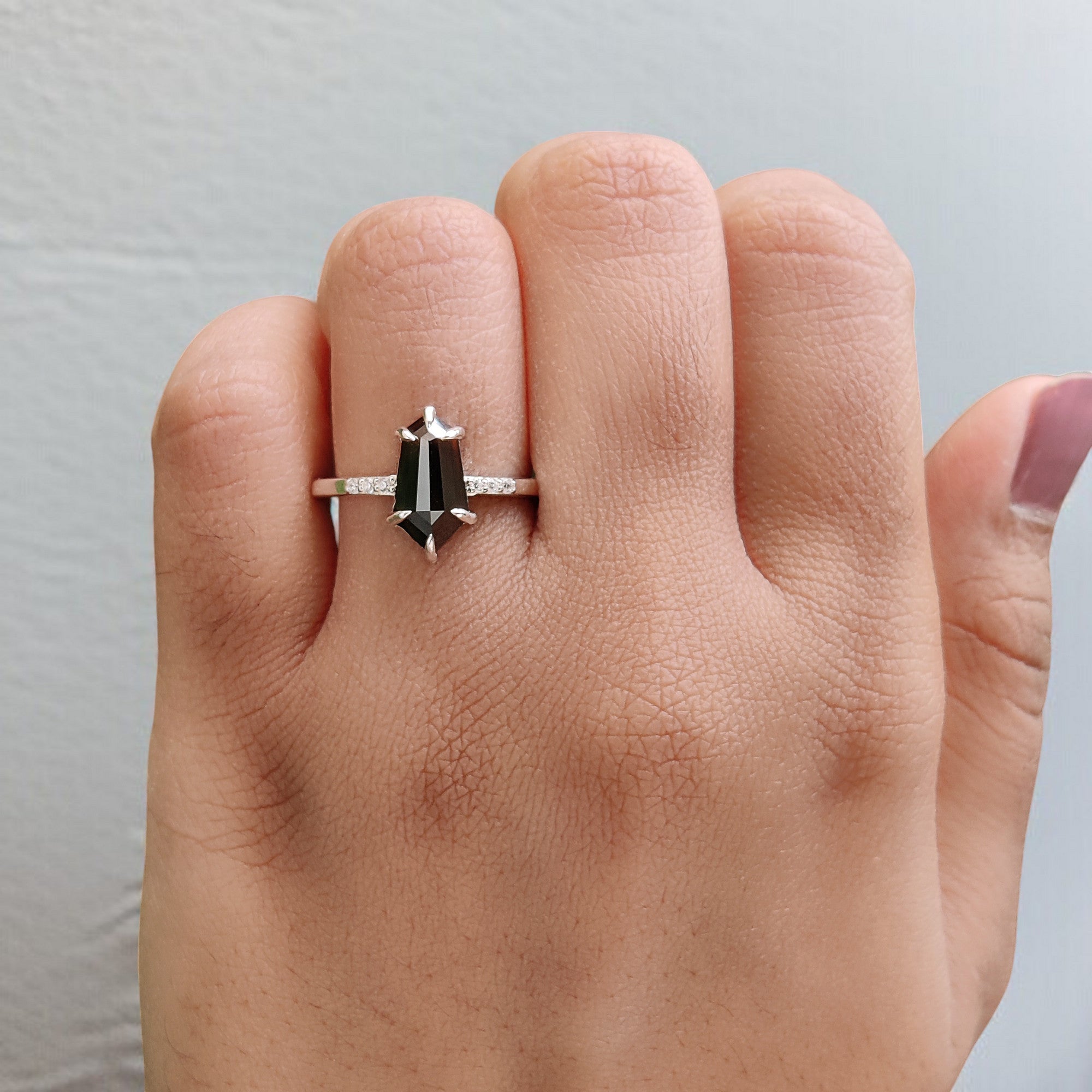 Shield Cut Brown Color Diamond Ring 1.84 Ct 11.55 MM Shield Diamond Ring 14K Solid White Gold Silver Engagement Ring Gift For Her QL1872