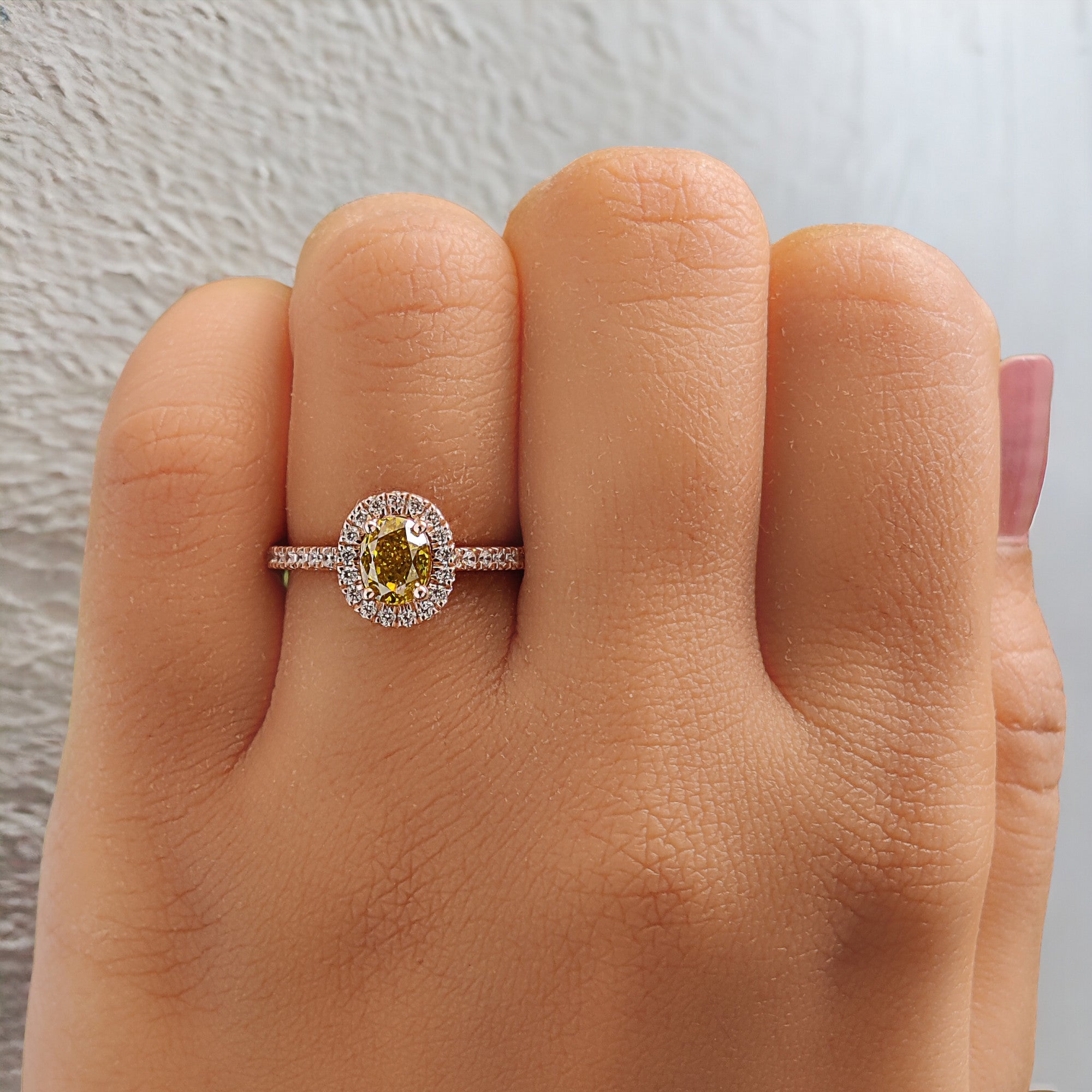 Oval Cut Yellow Color Diamond Ring 0.73 Ct 5.70 MM Oval Shape Diamond Ring 14K Solid Rose Gold Silver Engagement Ring Gift For Her QL6455