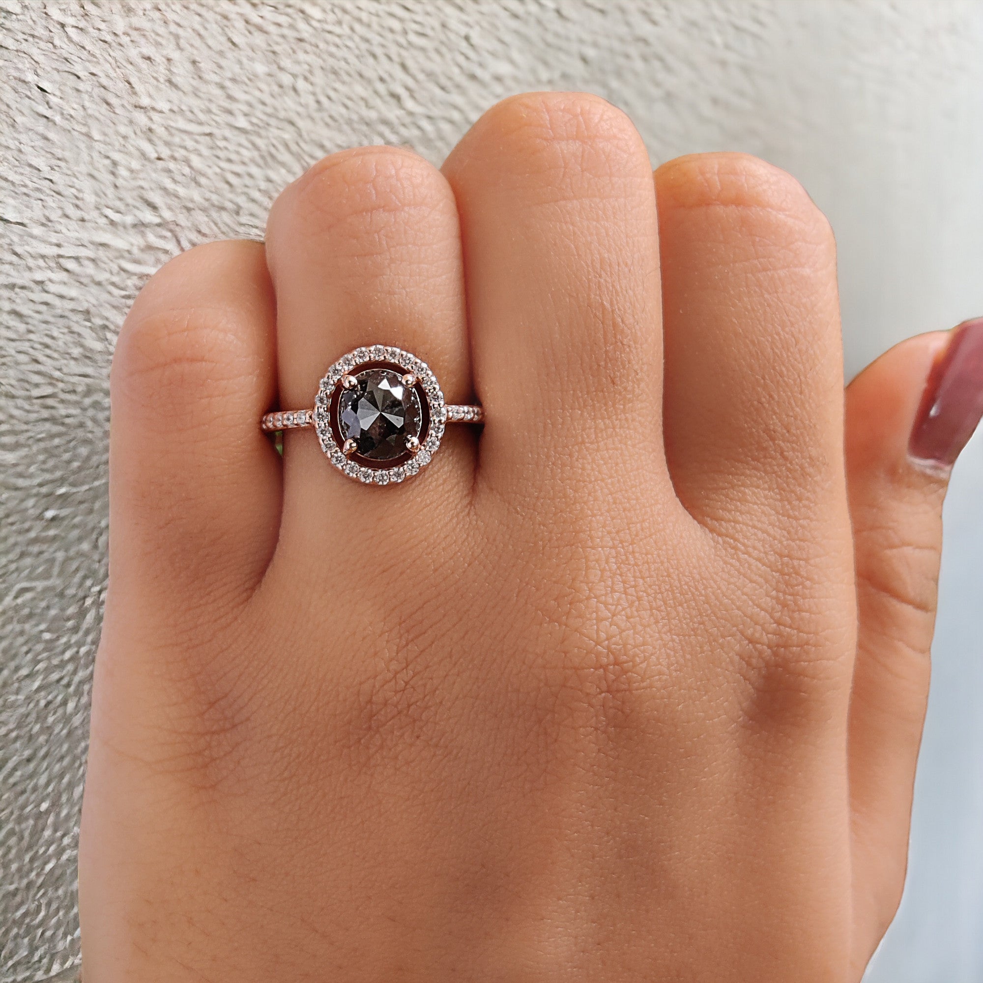 Oval Shape Black Color Diamond Ring 1.88 Ct 7.60 MM Oval Cut Diamond Ring 14K Solid Rose Gold Silver Engagement Ring Gift For Her QK1713