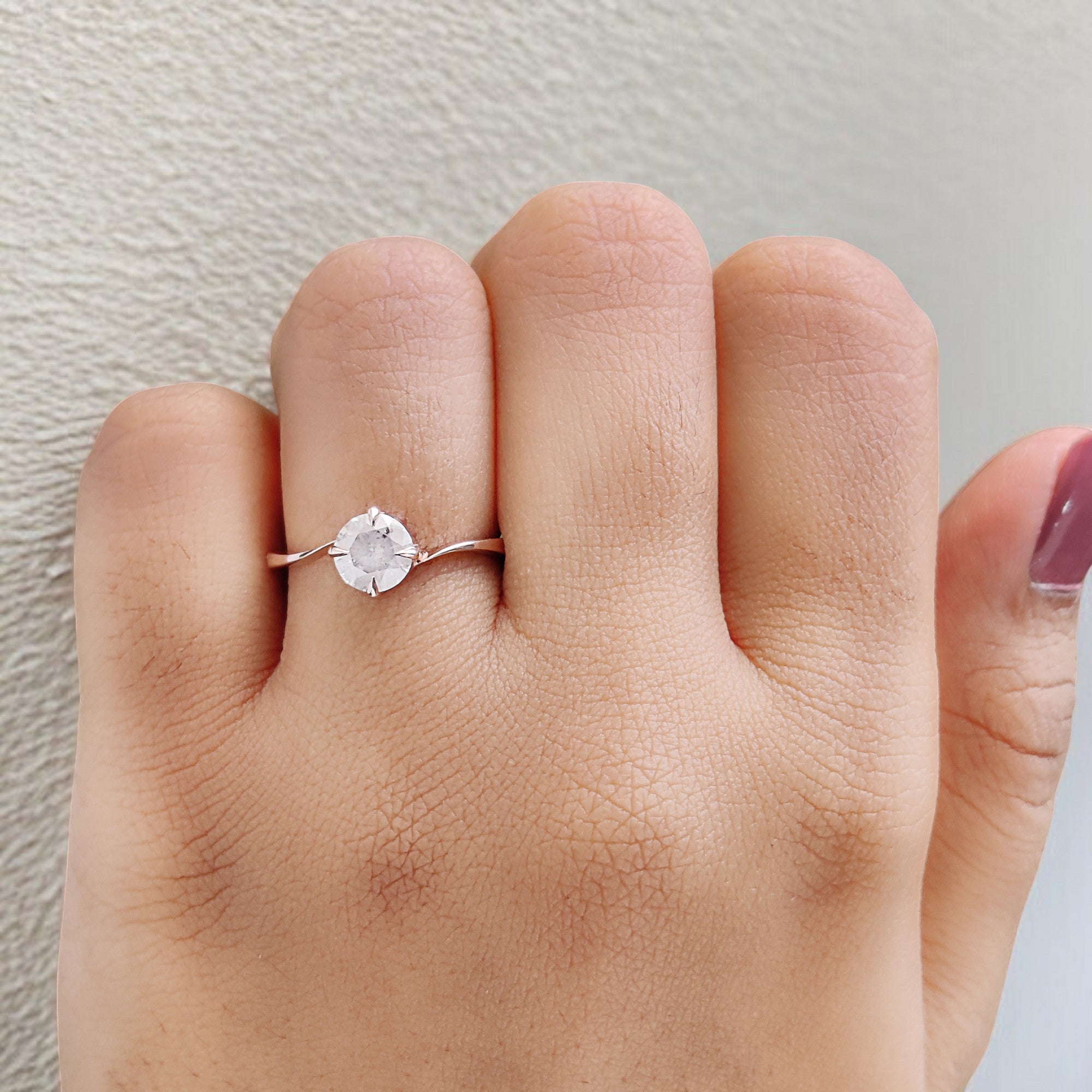 Round Cut White Color Diamond Ring 0.73 Ct 5.85 MM Round Shape Diamond Ring 14K Rose Gold Silver Round Engagement Ring Gift For Her QL347