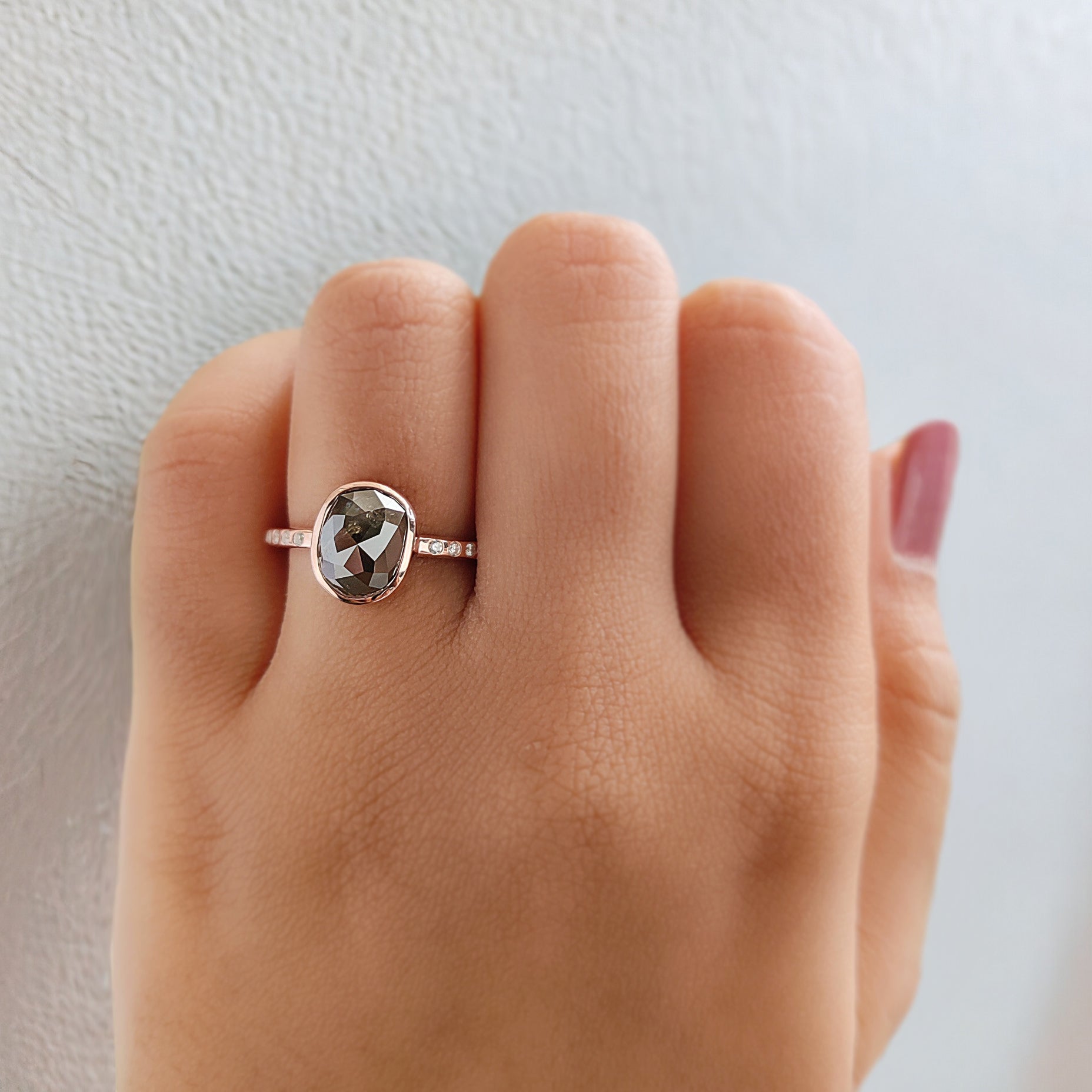 Oval Cut Green Color Diamond Ring 2.77 Ct 8.75 MM Oval Shape Diamond Ring 14K Solid Rose Gold Silver Oval Engagement Ring Gift For Her QK2155