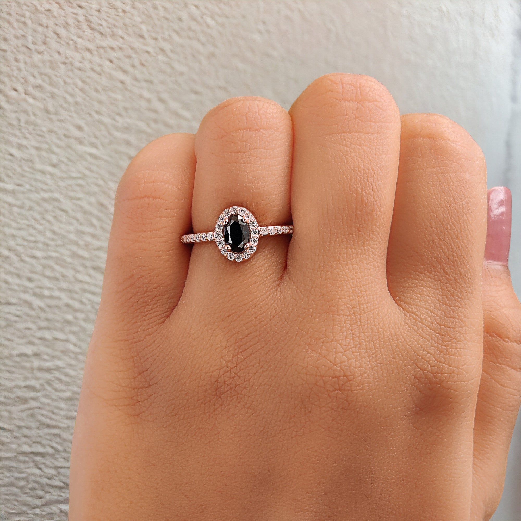 Oval Cut Blue Color Diamond Ring 0.55 Ct 6.00 MM Blue Oval Shape Diamond Ring 14K Solid Rose Gold Silver Engagement Ring Gift For Her QL8522