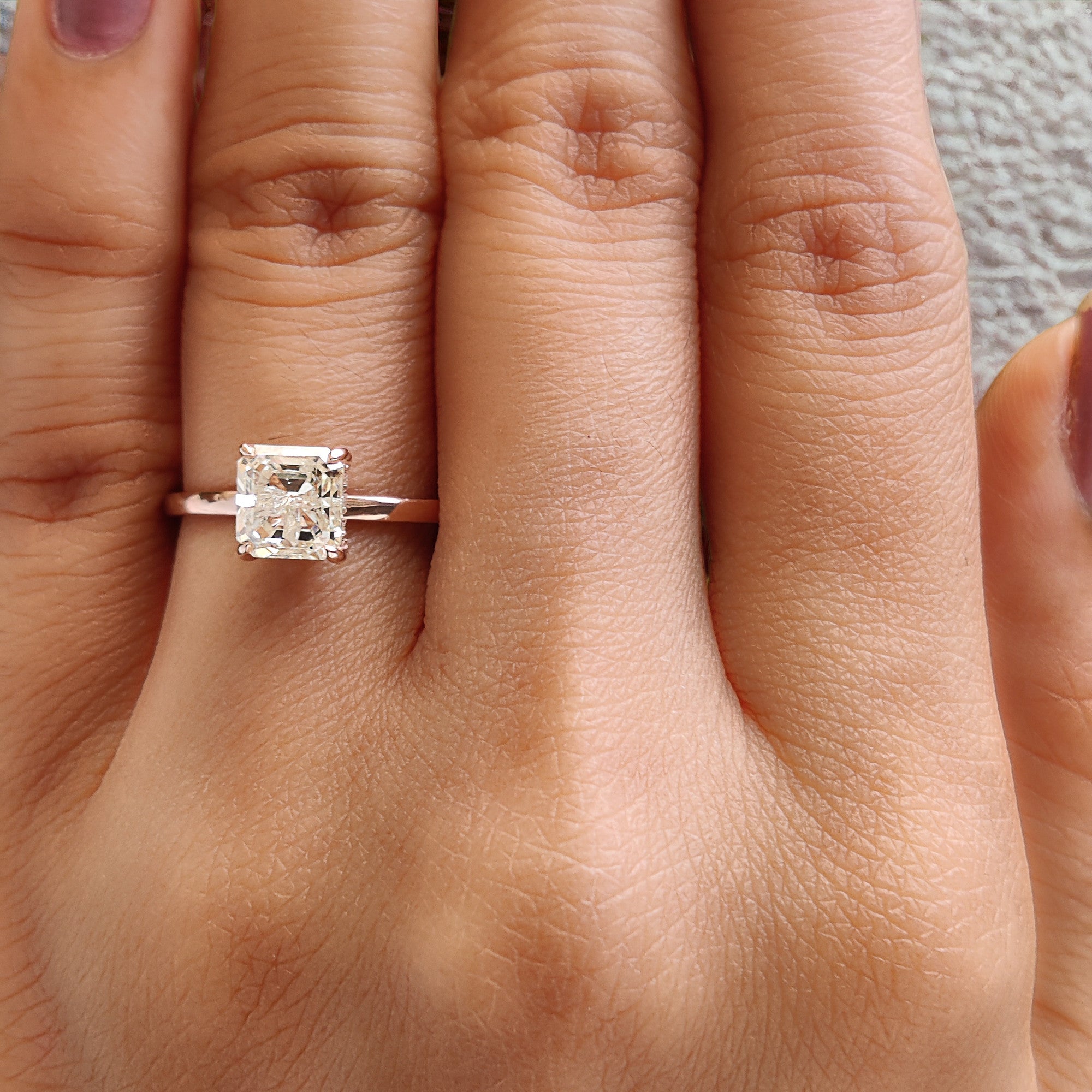 Square Cut Salt And Pepper Diamond Ring 1.31 Ct 5.91 MM Square Diamond Ring 14K Solid Rose Gold Silver Engagement Ring Gift For Her QL2574