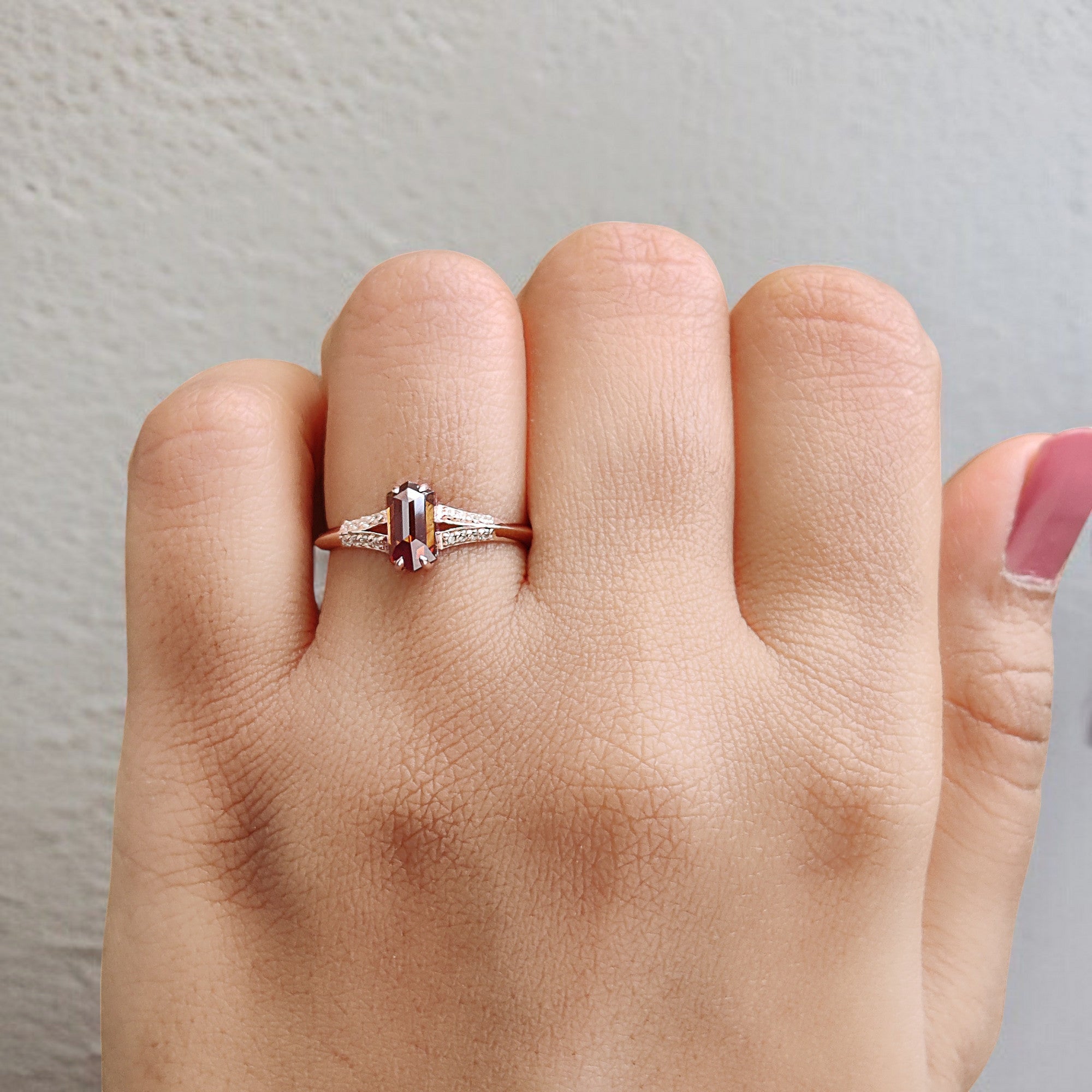 Hexagon Cut Brown Color Diamond Ring 0.76 Ct 7.40 MM Hexagon Diamond Ring 14K Solid Rose Gold Silver Engagement Ring Gift For Her QL1660