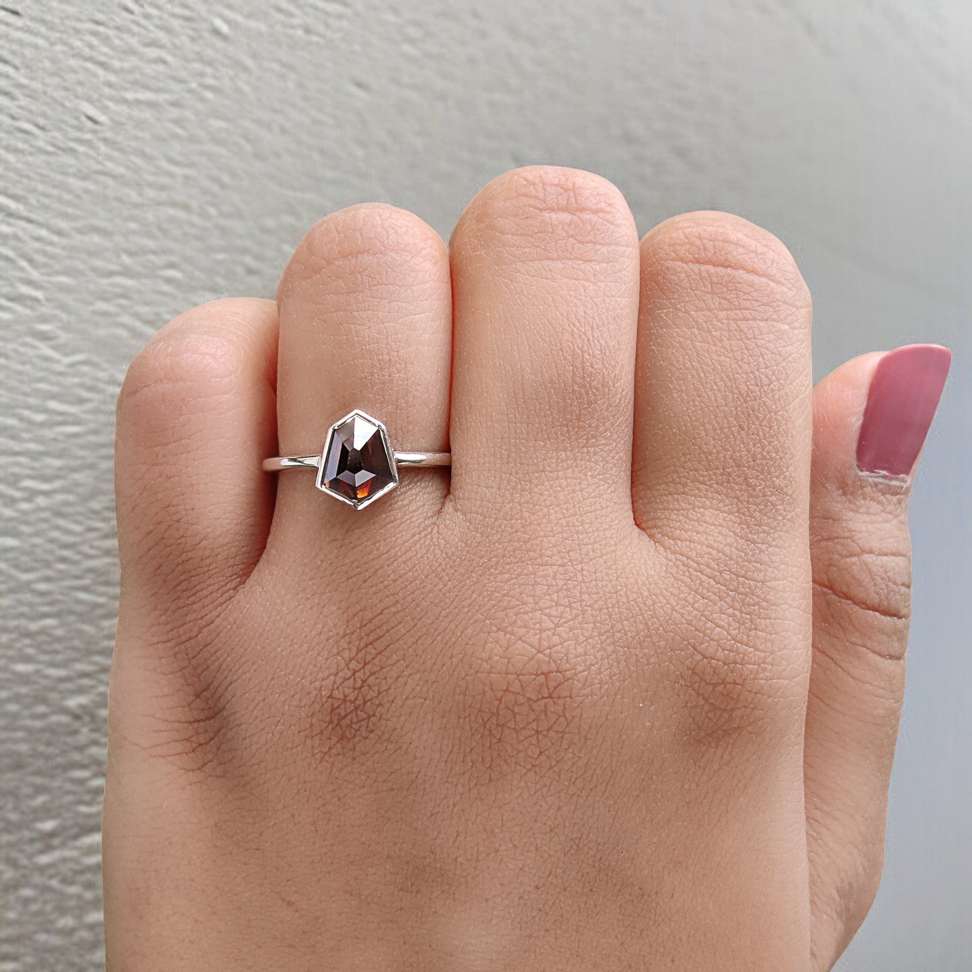 Shield Brown Color Diamond Ring 1.29 Ct 8.25 MM Shield Cut Diamond Ring 14K Solid White Gold Silver Engagement Ring Gift For Her QL1796