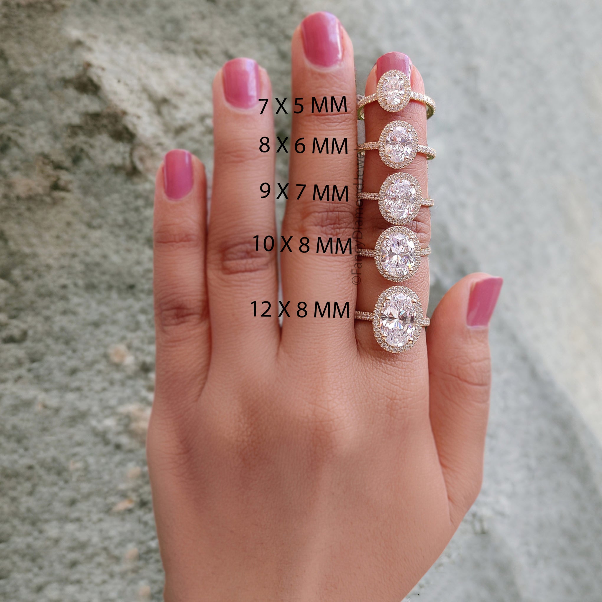 Oval Cut Diamond engagement ring 12mm 10mm 9mm 8mm 7mm stone ring Silver ring Promise ring Simulant ring Halo ring Gift for her FD317