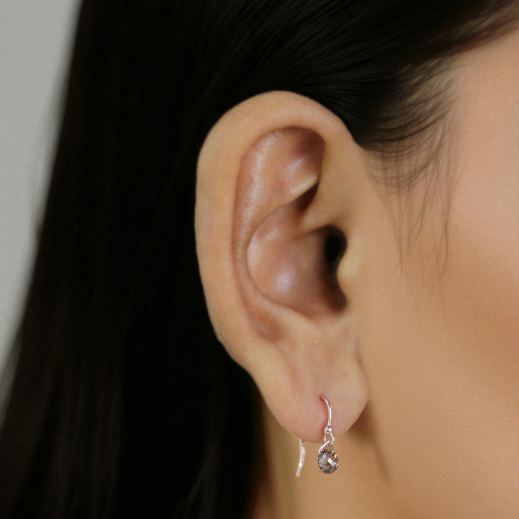 Drop Cut Brown Color Diamond Earring 1.14 Ct 4.80 MM Drop Shape Diamond Earring 14K Rose Gold Silver Drop Earring Gift For Her QL144