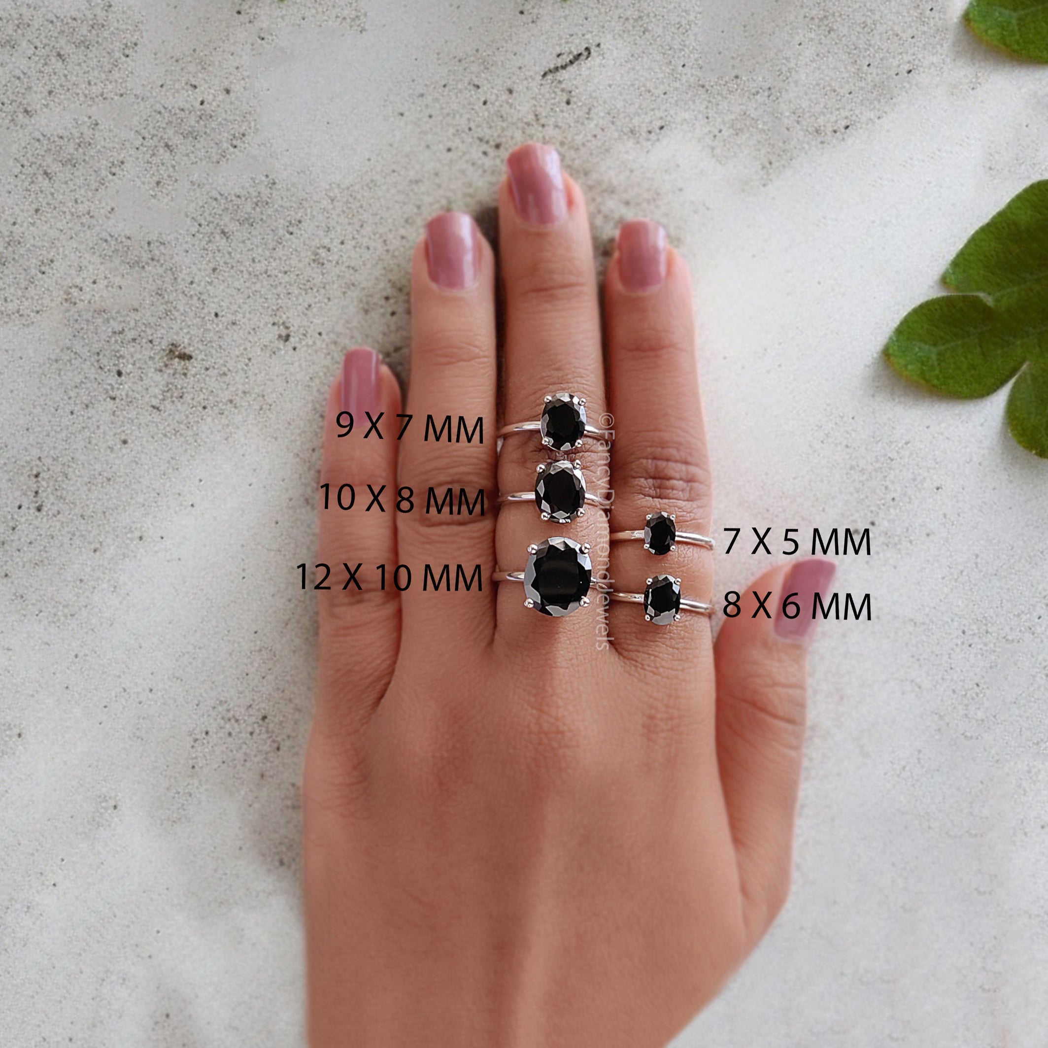 Oval Black Onyx engagement ring 12mm 10mm 9mm 8mm 7mm stone ring Simulant Solitaire ring Diamond ring Silver ring Gift for her FD330