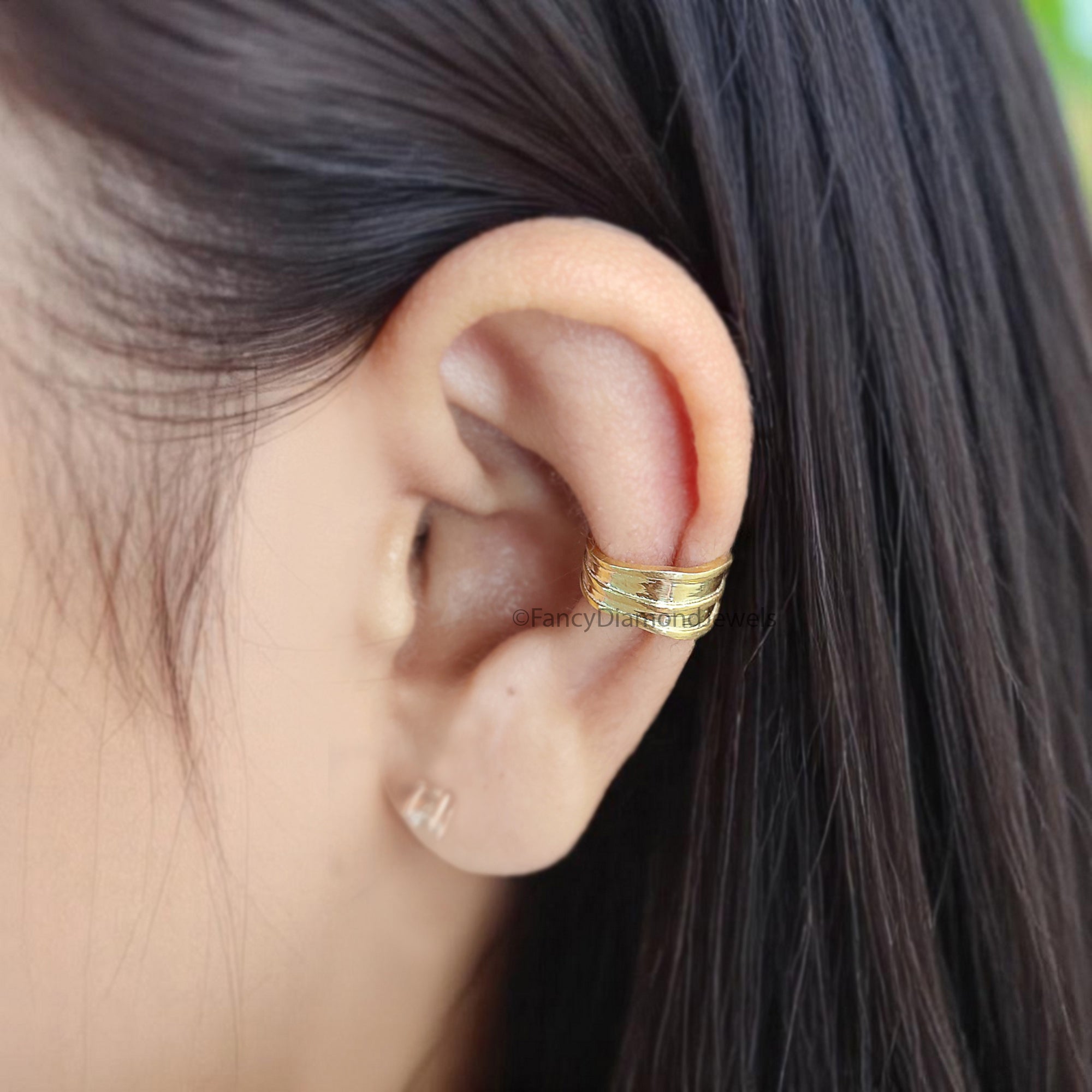 Thick Irregular Ear Cuff Earring Conch Ear Cuff Sterling Silver Ear Cuff Simple earring Yellow Gold Ear Wrap Cuff FD356