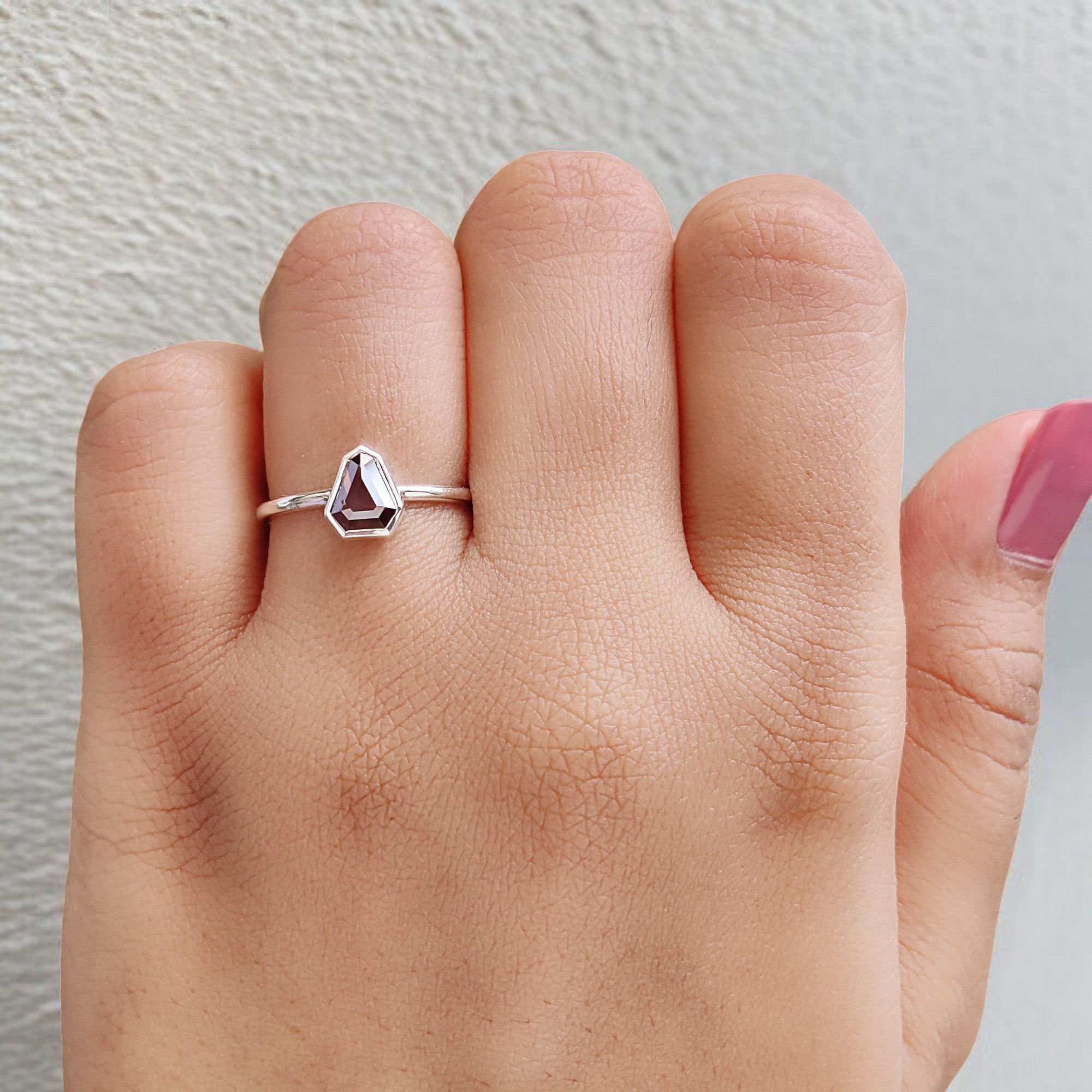 Shield Brown Color Diamond Ring 0.72 Ct 6.50 MM Shield Cut Diamond Ring 14K Solid White Gold Silver Engagement Ring Gift For Her QL1622