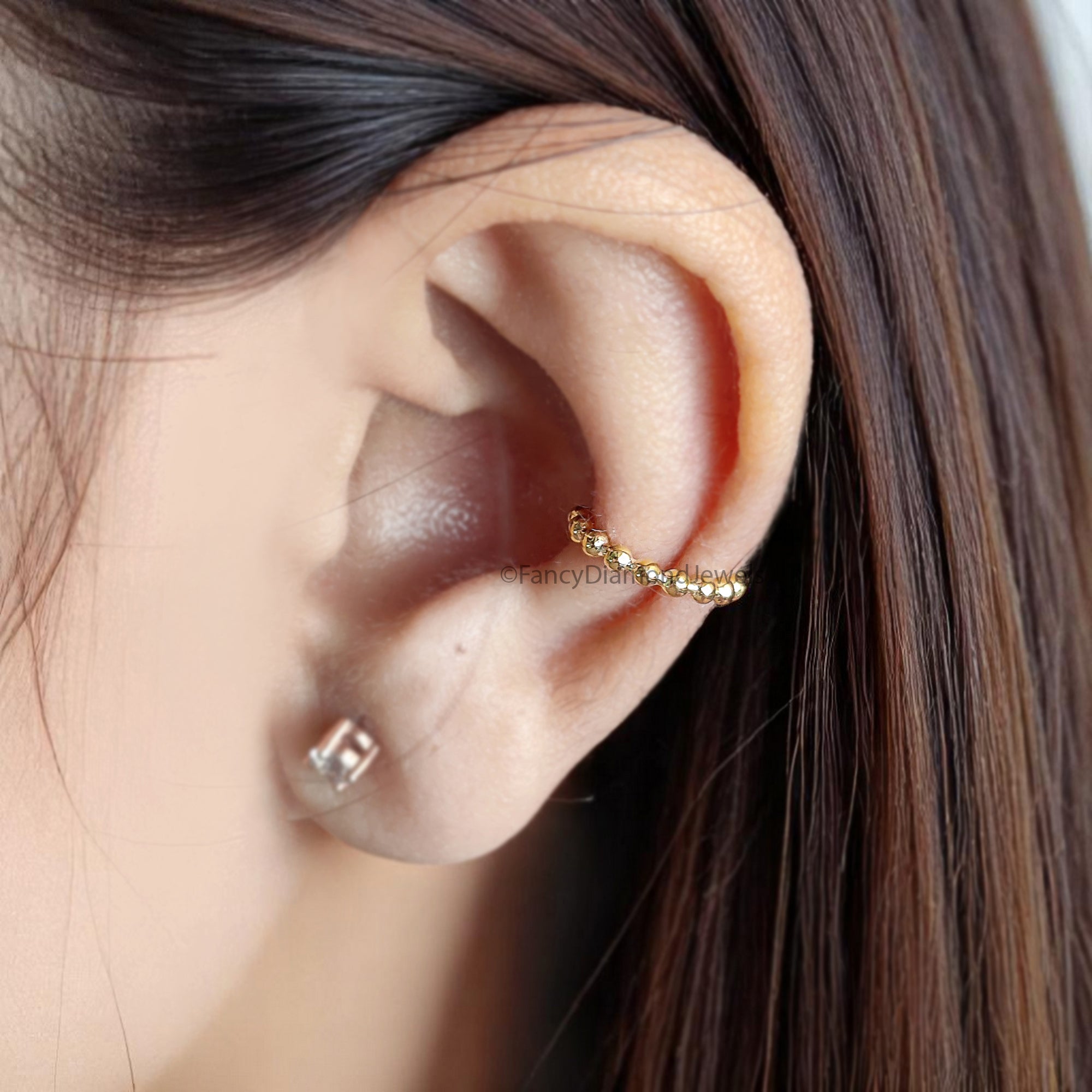 Dainty Single Band Smooth Silver Conch Ear Cuff Earring minimalist-style earring Tiny Small Hoop Earring Yellow Gold Ear Wrap Cuff FD349