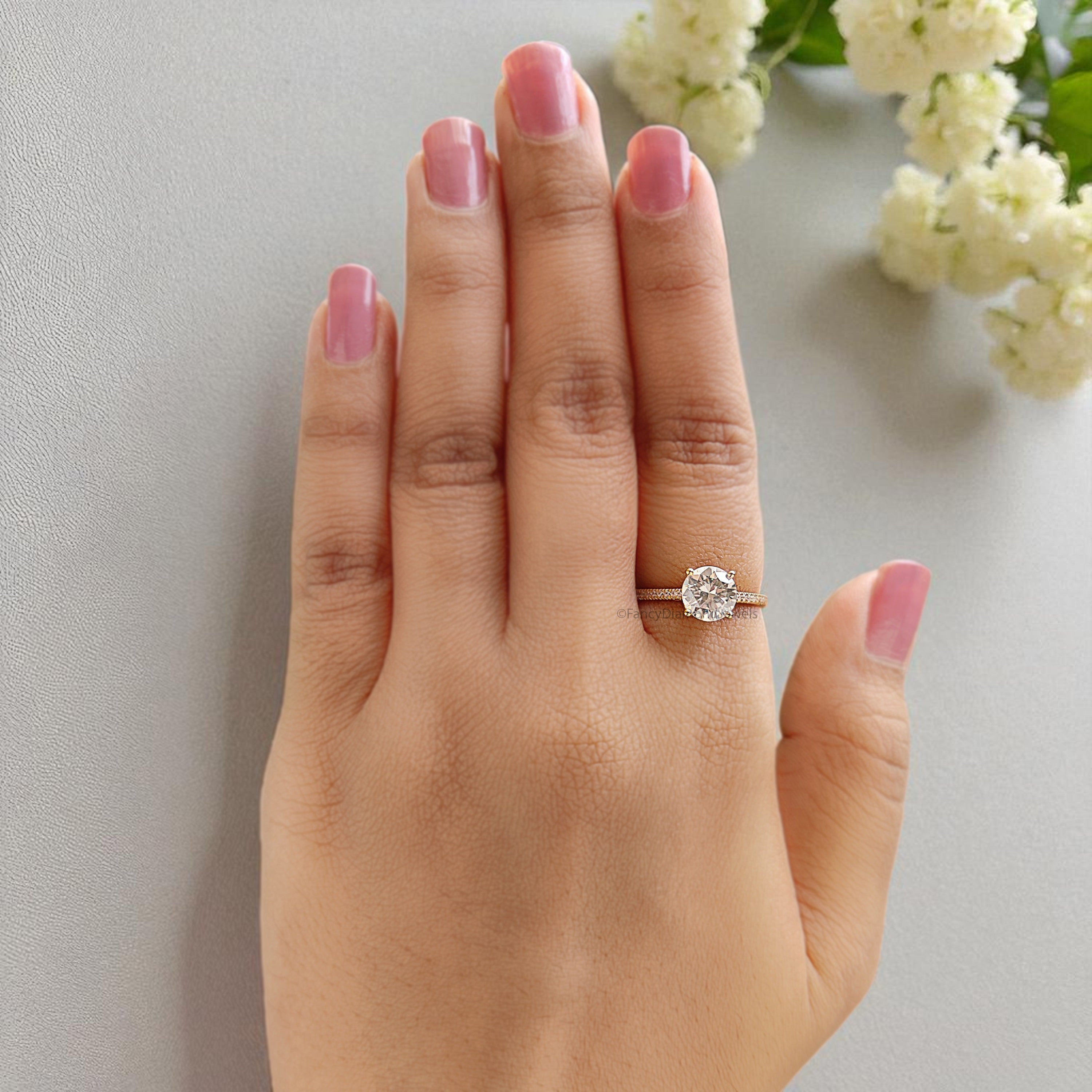 Vintage Hidden Halo Moissanite Ladies Ring Anniversary Gift 1 CT Round 7 mm Moissanite Wedding Ring Moissanite Diamond Engagement Ring FD117