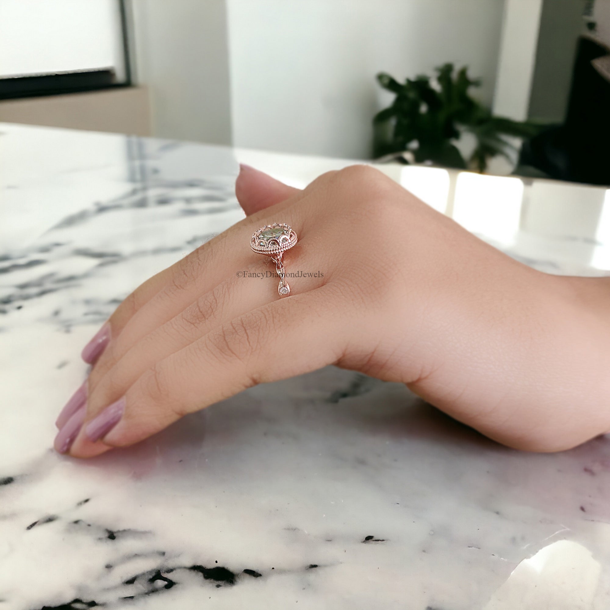 Round Cut Blue Moissanite Engagement Wedding Ring 14K Solid Gold Anniversary Ring Proposal Bezel Ring Authentic Moissanite Ring FD268