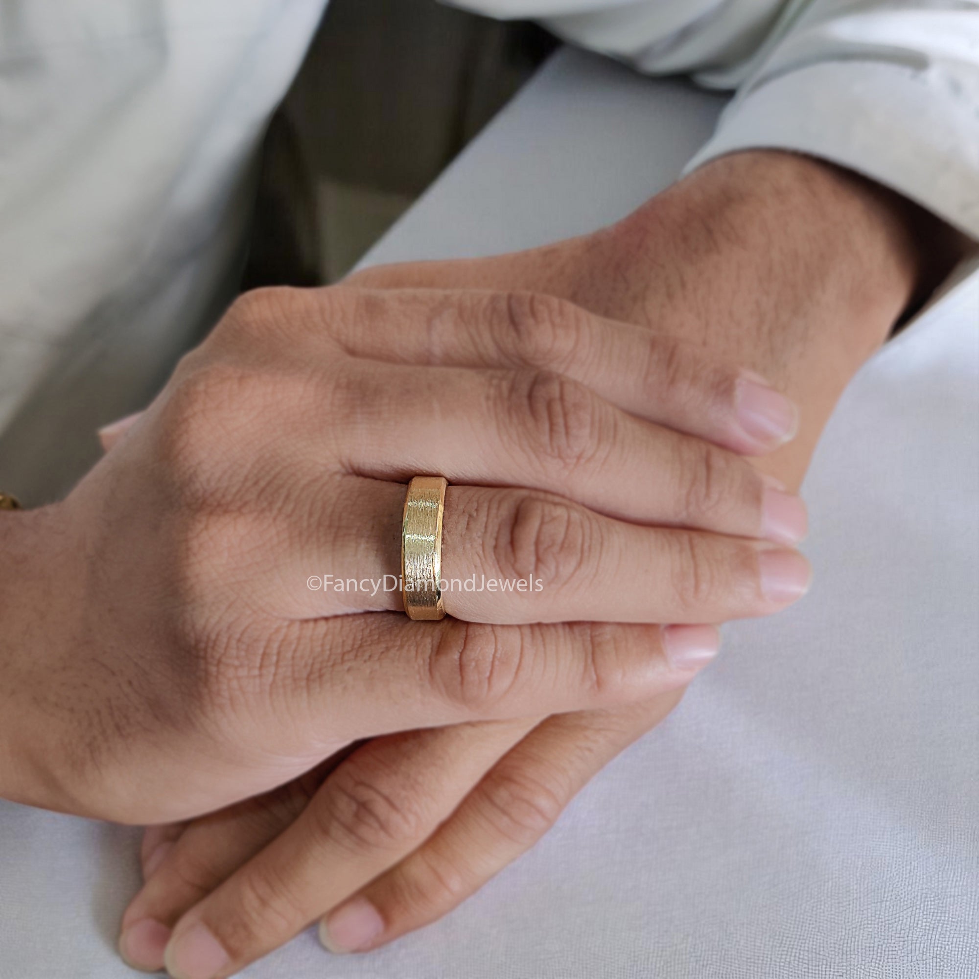 Men's Band Yellow Gold Tungsten Wedding Ring Engagement Band Tungsten Anniversary Ring Gift For Him FD351