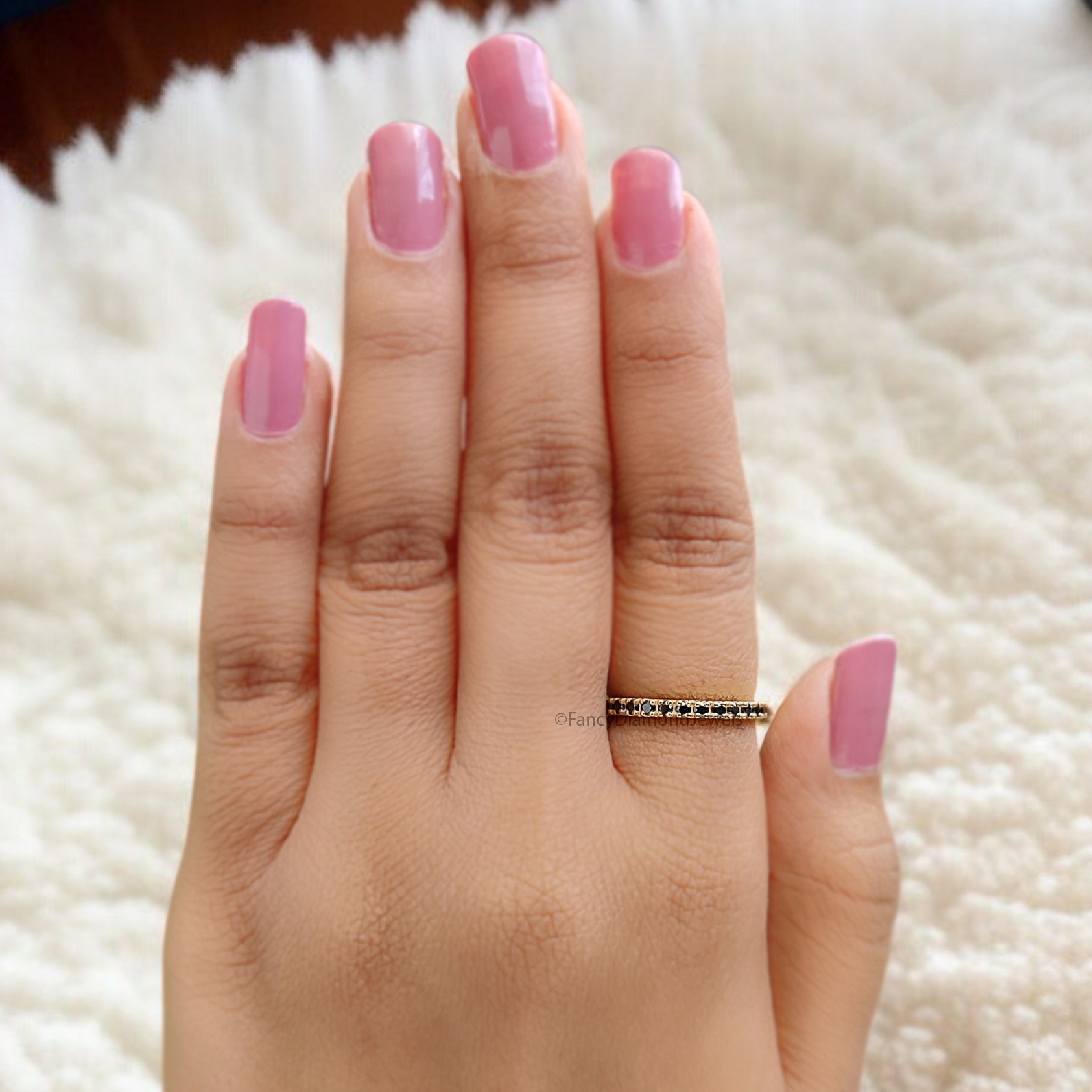 0.60 CT Round Black Color Diamond Engagement Ring Half Eternity Ring Simulant Ring Unique Wedding Ring 14K Solid Gold Anniversary Ring FD341