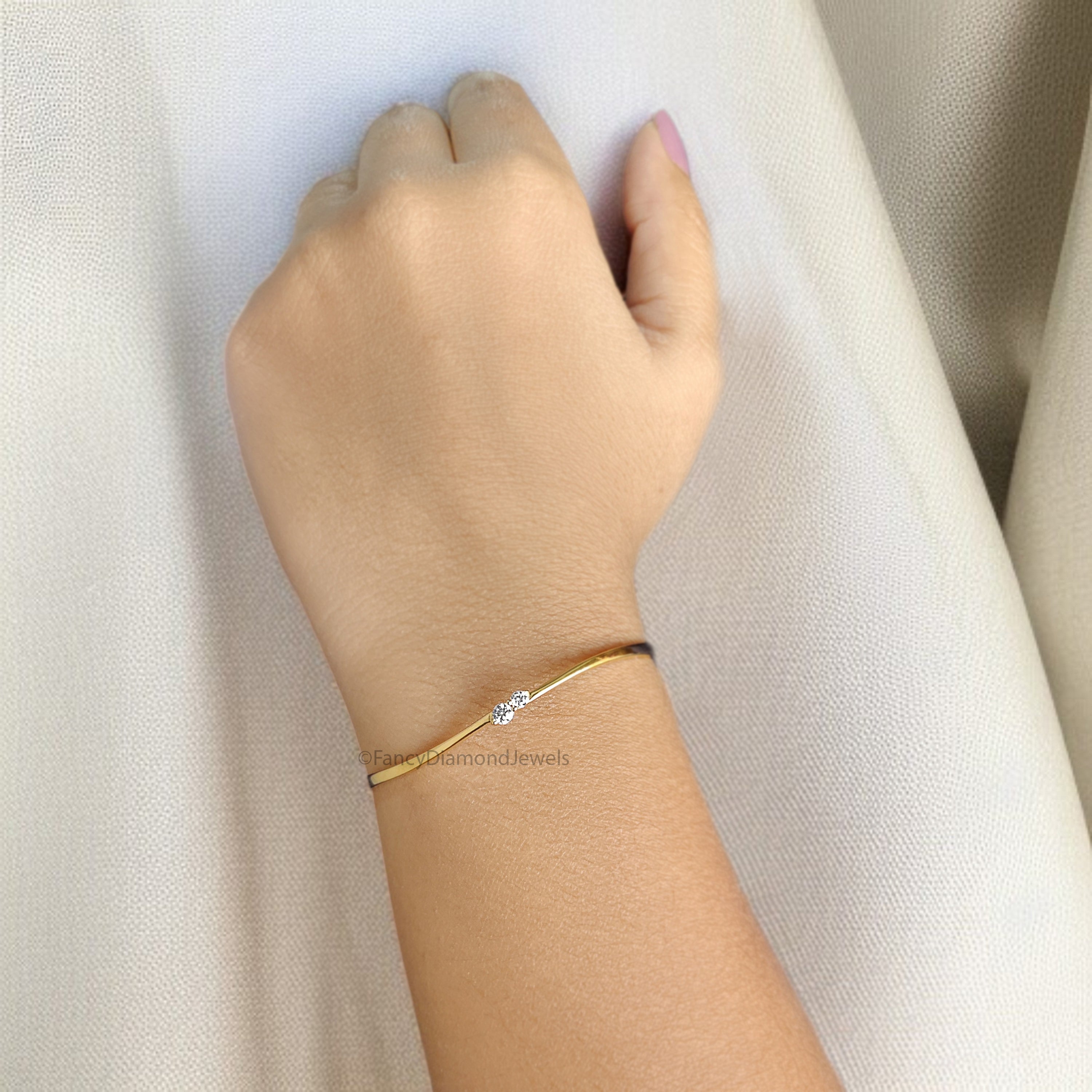 Round White Color Diamond Bracelet White Color Round Diamond Bracelet Gold Bracelet Round Brilliant Cut Diamond Bracelet Gift For Her KD944