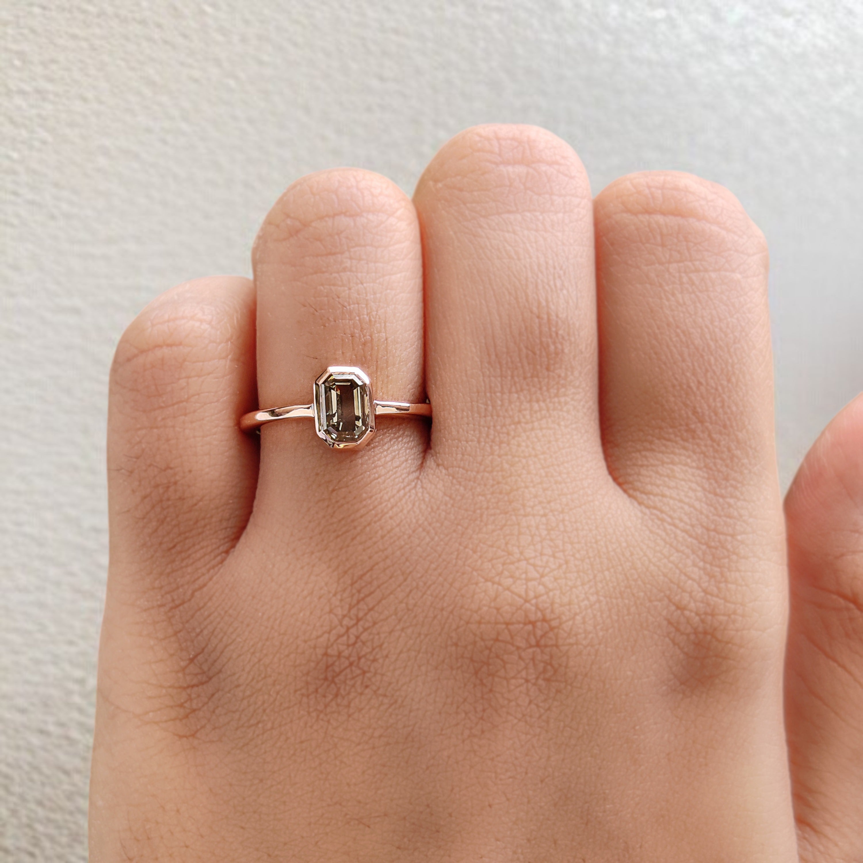 Emerald Cut White-K Color Diamond Ring 1.17 Ct 6.83 MM Emerald Diamond Wedding Ring 14K Rose Gold Engagement Ring Gift For Her KDL2615