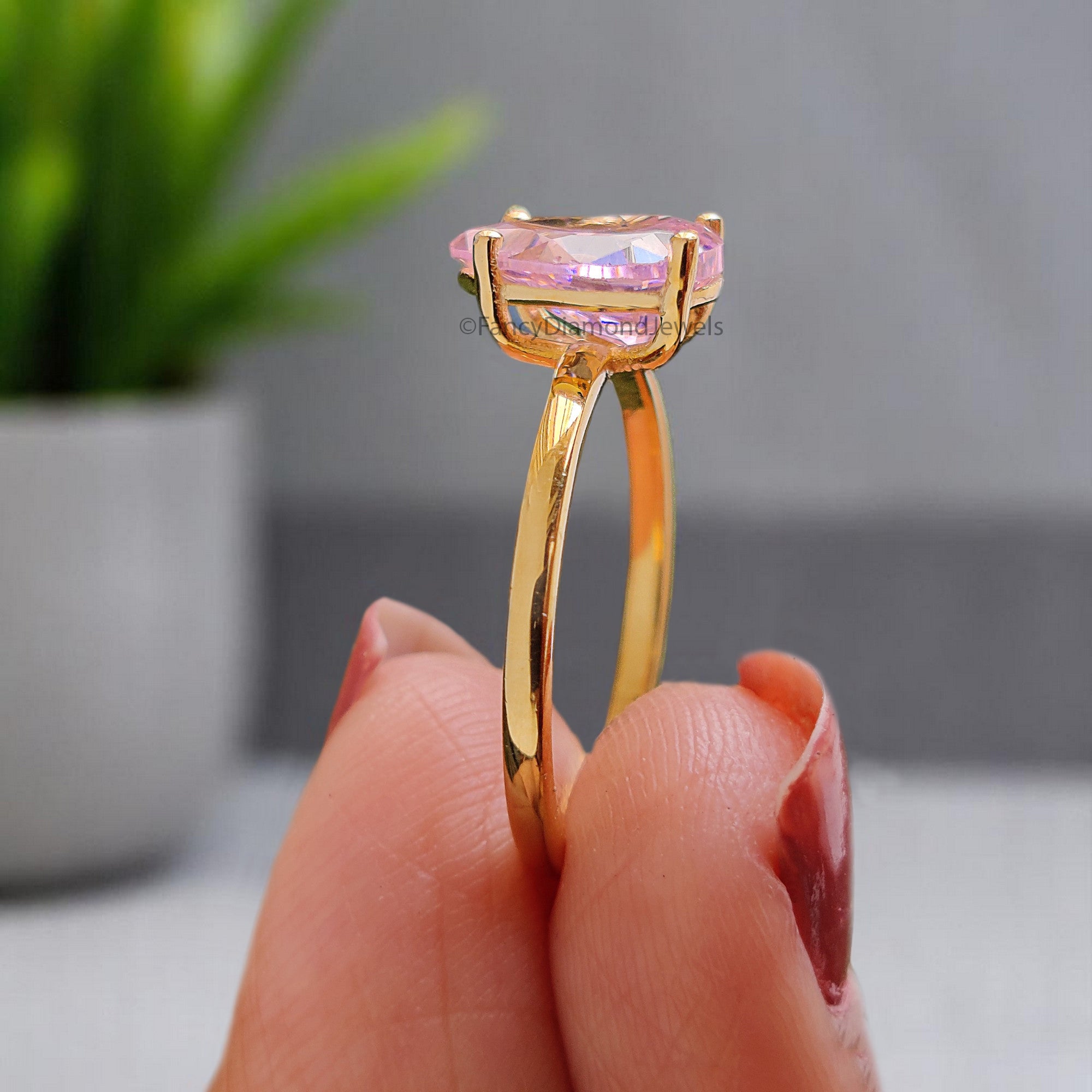 Pear Pink Tourmaline engagement ring 12mm 10mm 9mm 8mm 7mm stone ring Simulant Solitaire ring Diamond ring Silver ring Gift for her FD352