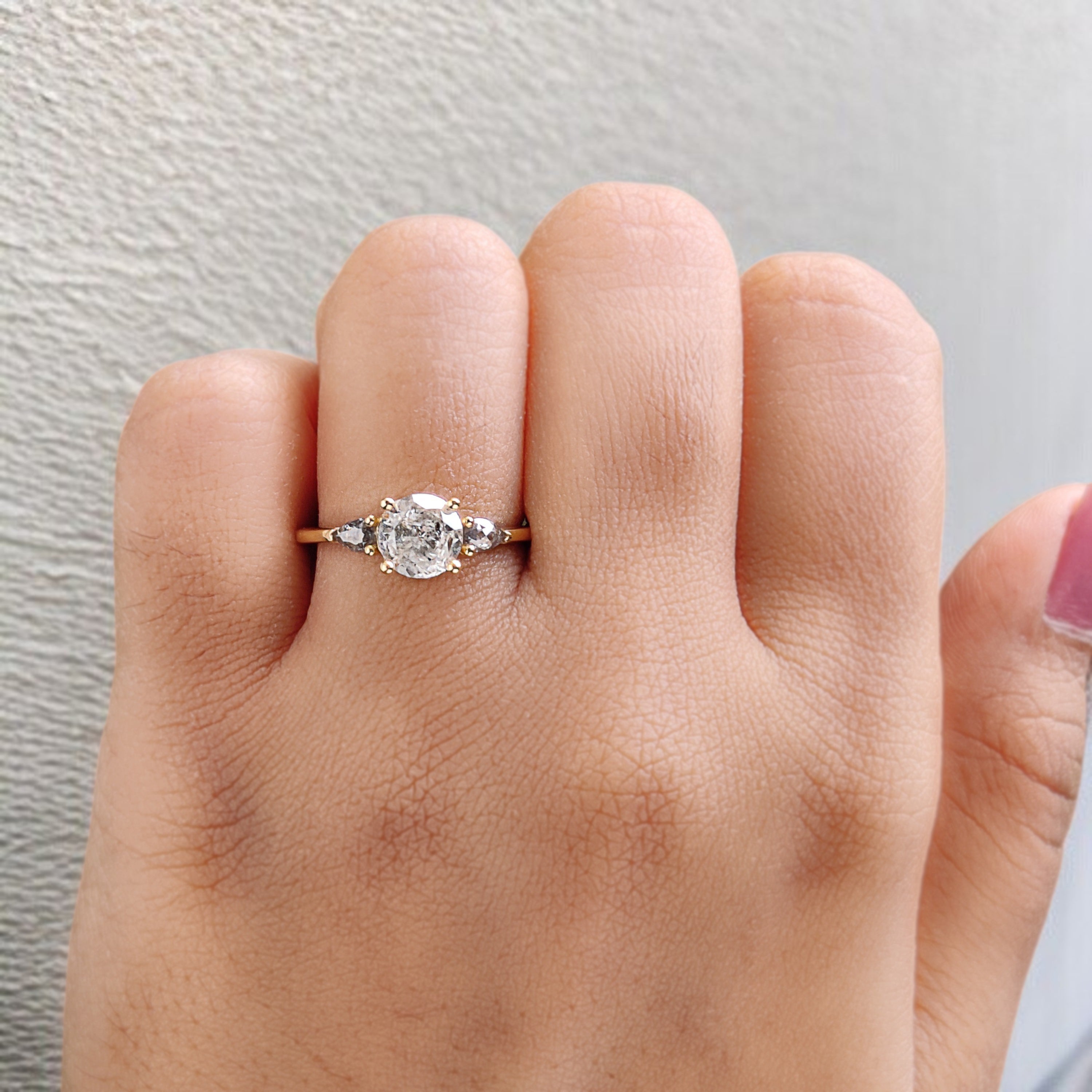 Round White-H Color Diamond Ring 1.00 Ct 6.40 MM Round Shape Diamond Wedding Ring Three Stone Ring Engagement Ring Gift For Her KDL2664