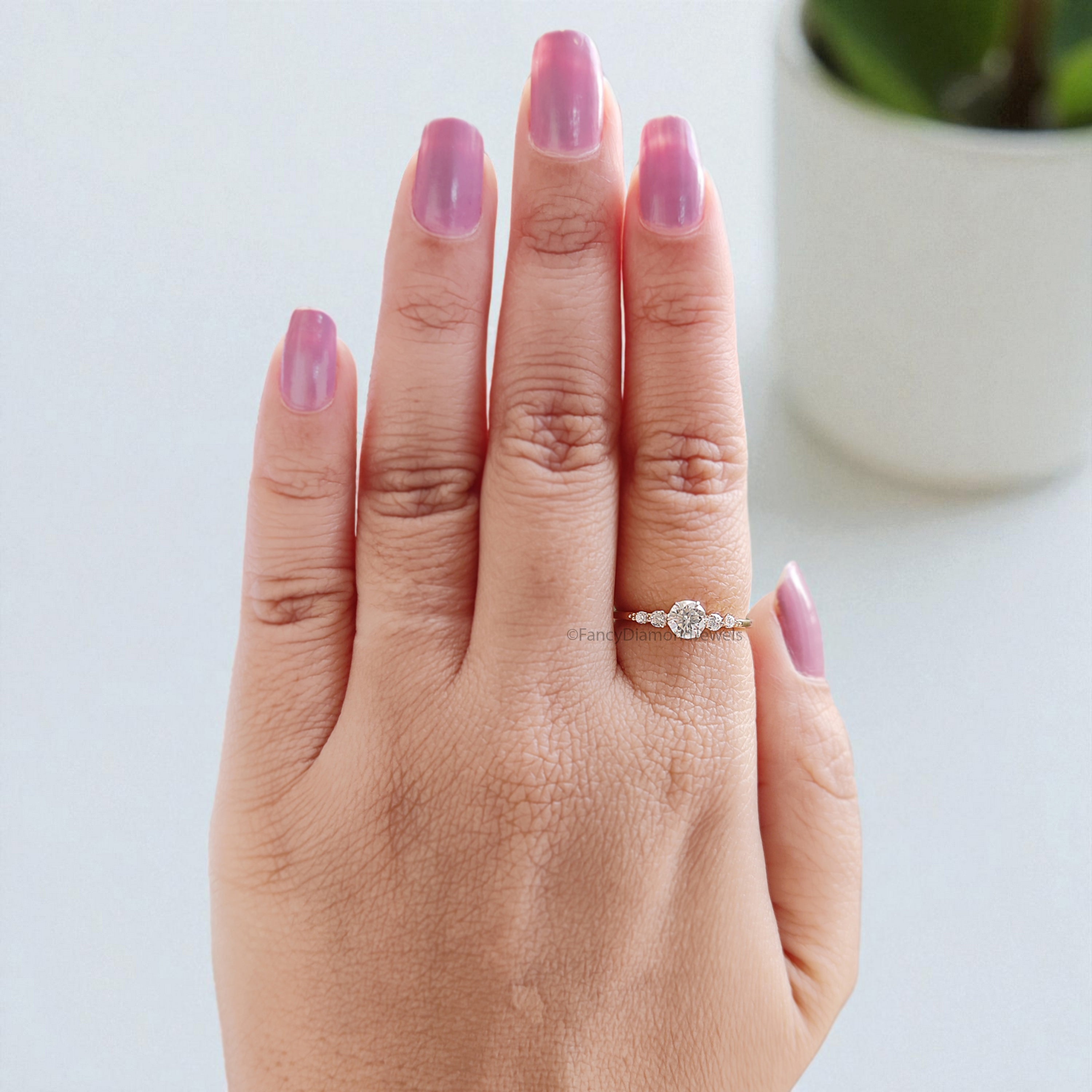 0.35 CT Round Lab Grown Diamond Promise Ring Round Diamond Set in Claw Prongs Ring Multi Diamond Engagement Ring for Women FD456